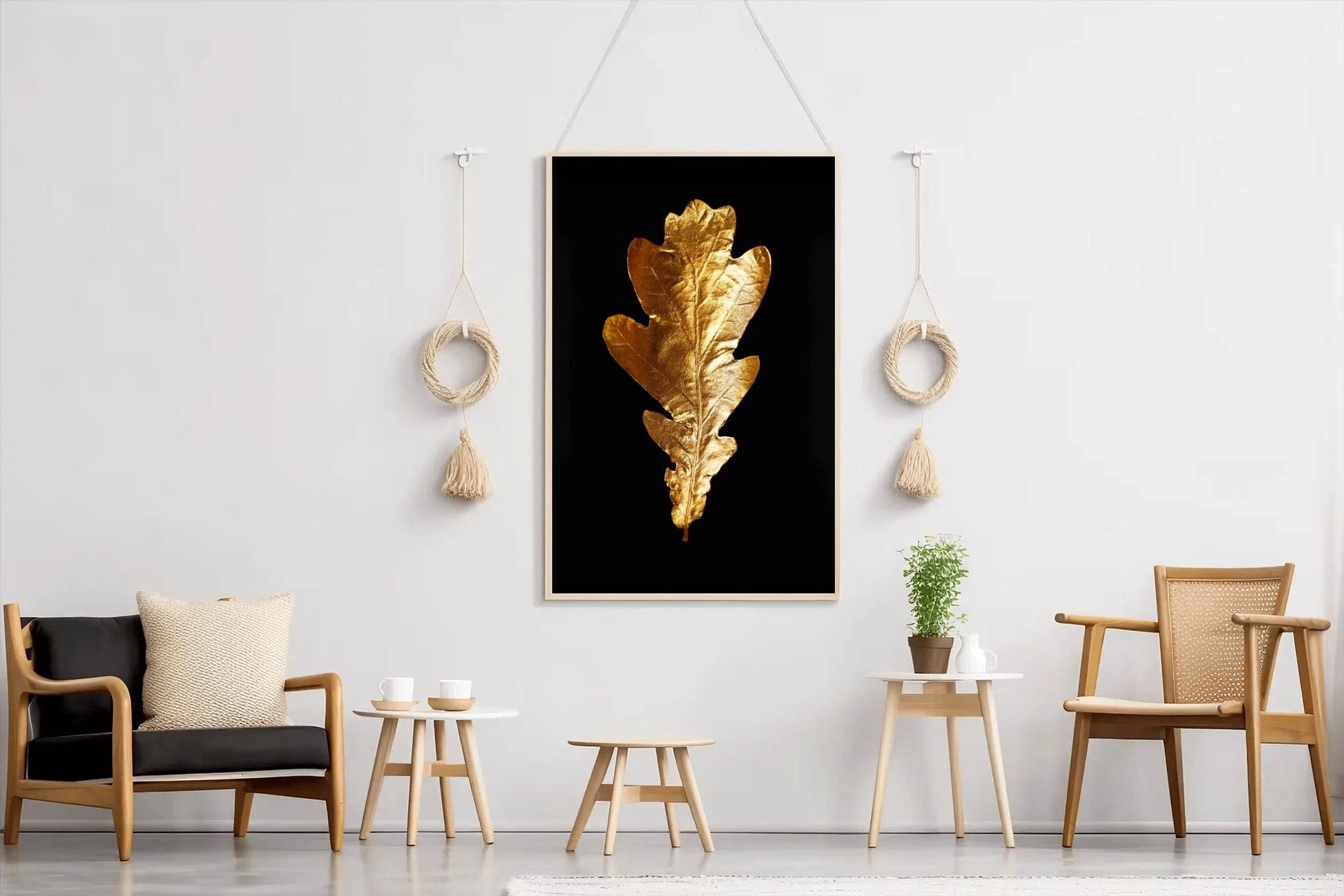 Golden Oak Leaf Wall Art - beink online art store