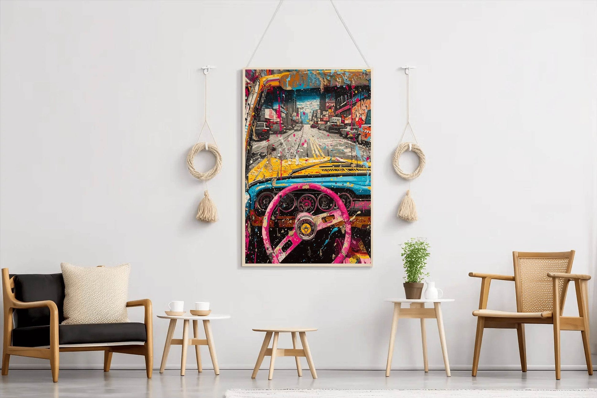 Rainbow Car To Road Wall Art - beink online art store