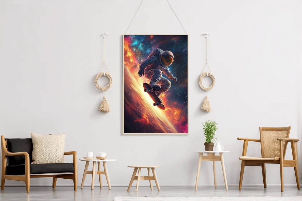 Astronaut skateboarding in space - beink online art store