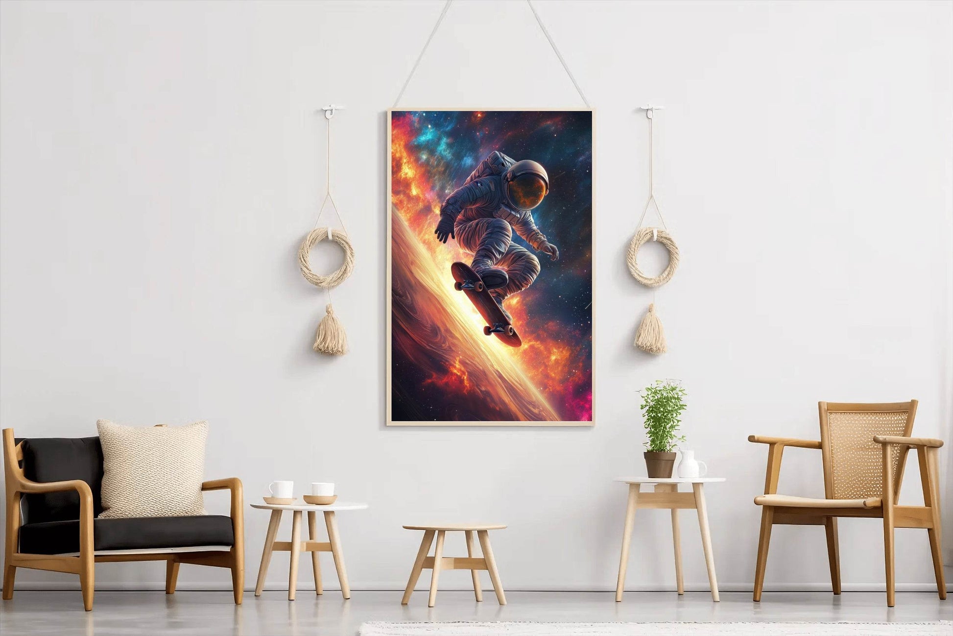 Astronaut skateboarding in space - beink online art store