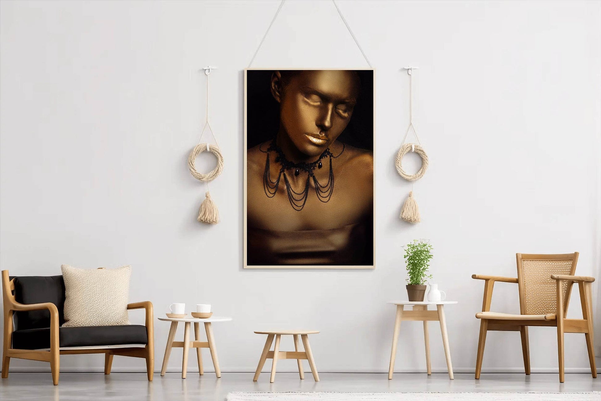 Golden Bust Of a Sleeping Person Wall Art - beink online art store