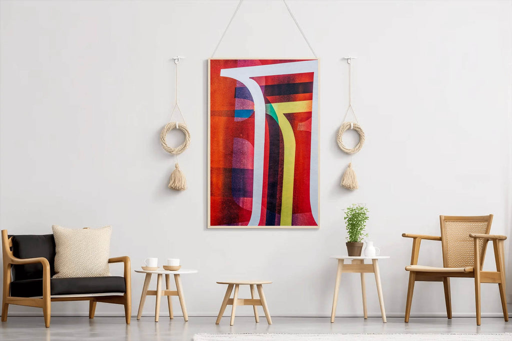 Colorful Red Background Abstract Wall Art - beink online art store