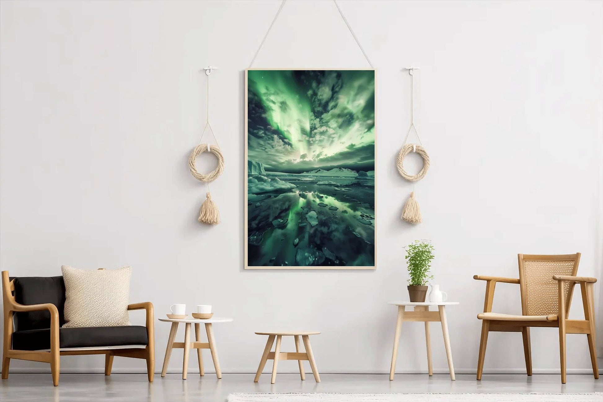 Vibrant Northern Lights with Iceberg Wall Art - beink online art store