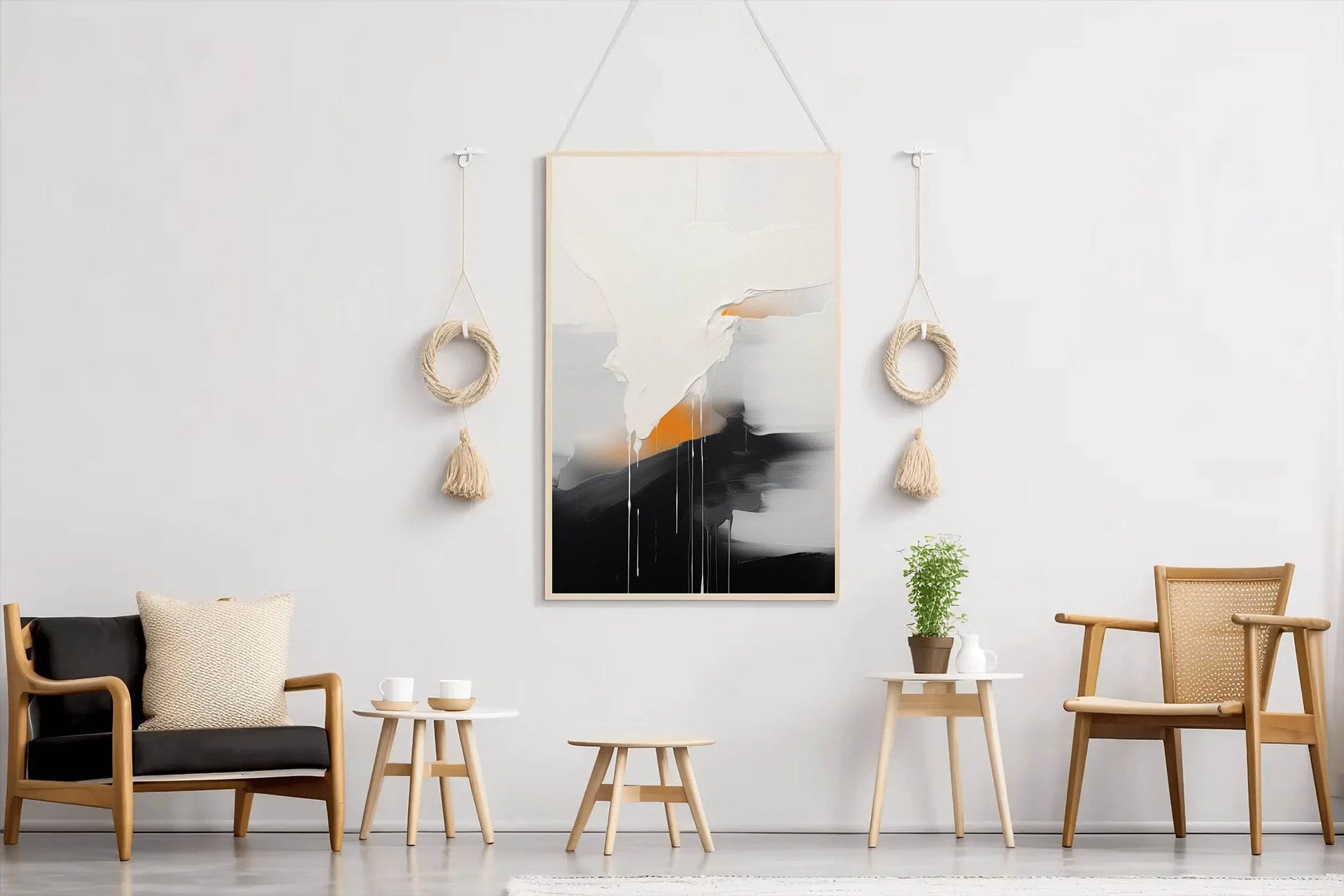 Black and White Brush Stroke Abstract Wall Art - beink online art store