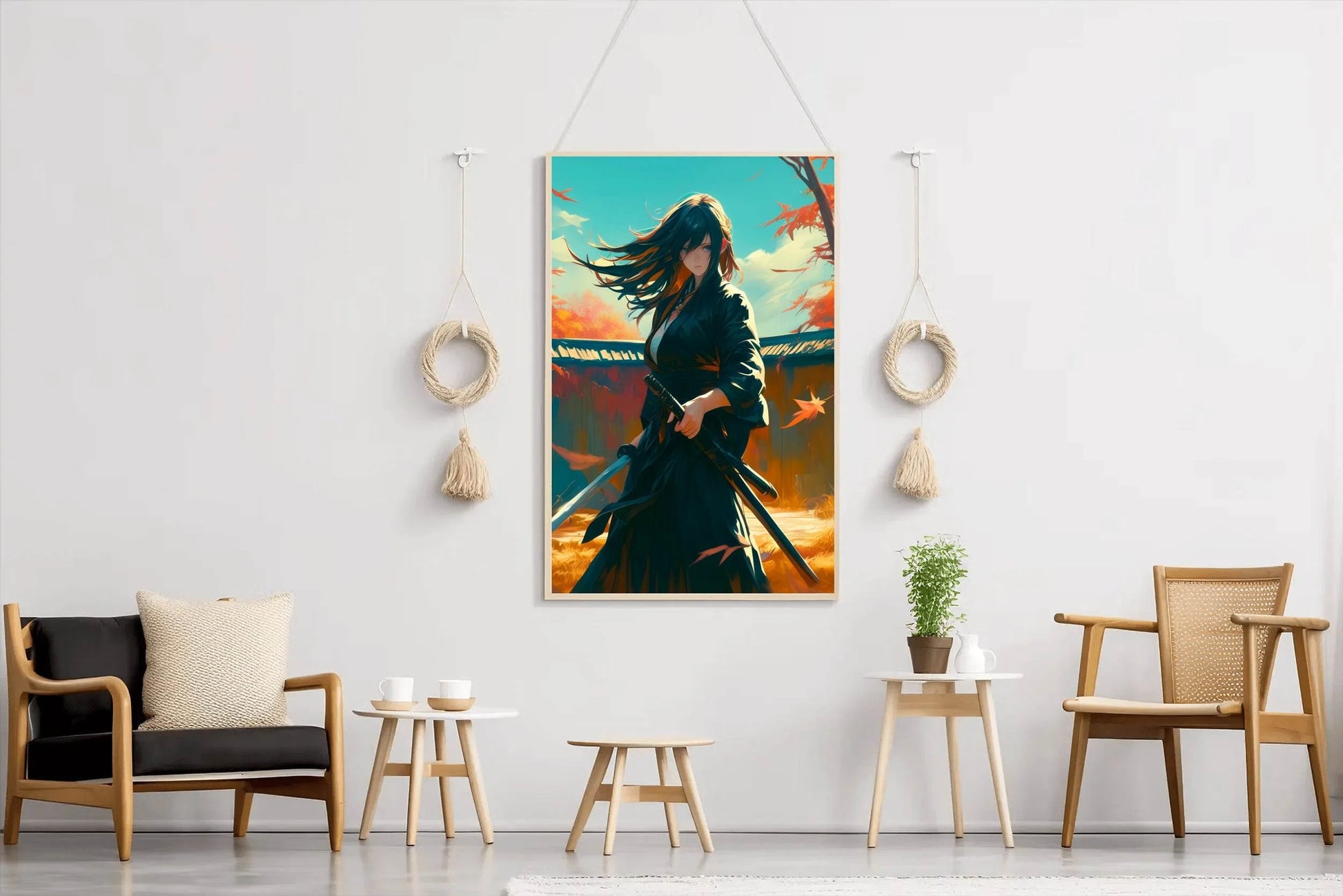 Anime Style Portrait of Traditional Japanese's Samurai Character Anime Wall Art - beink online art store