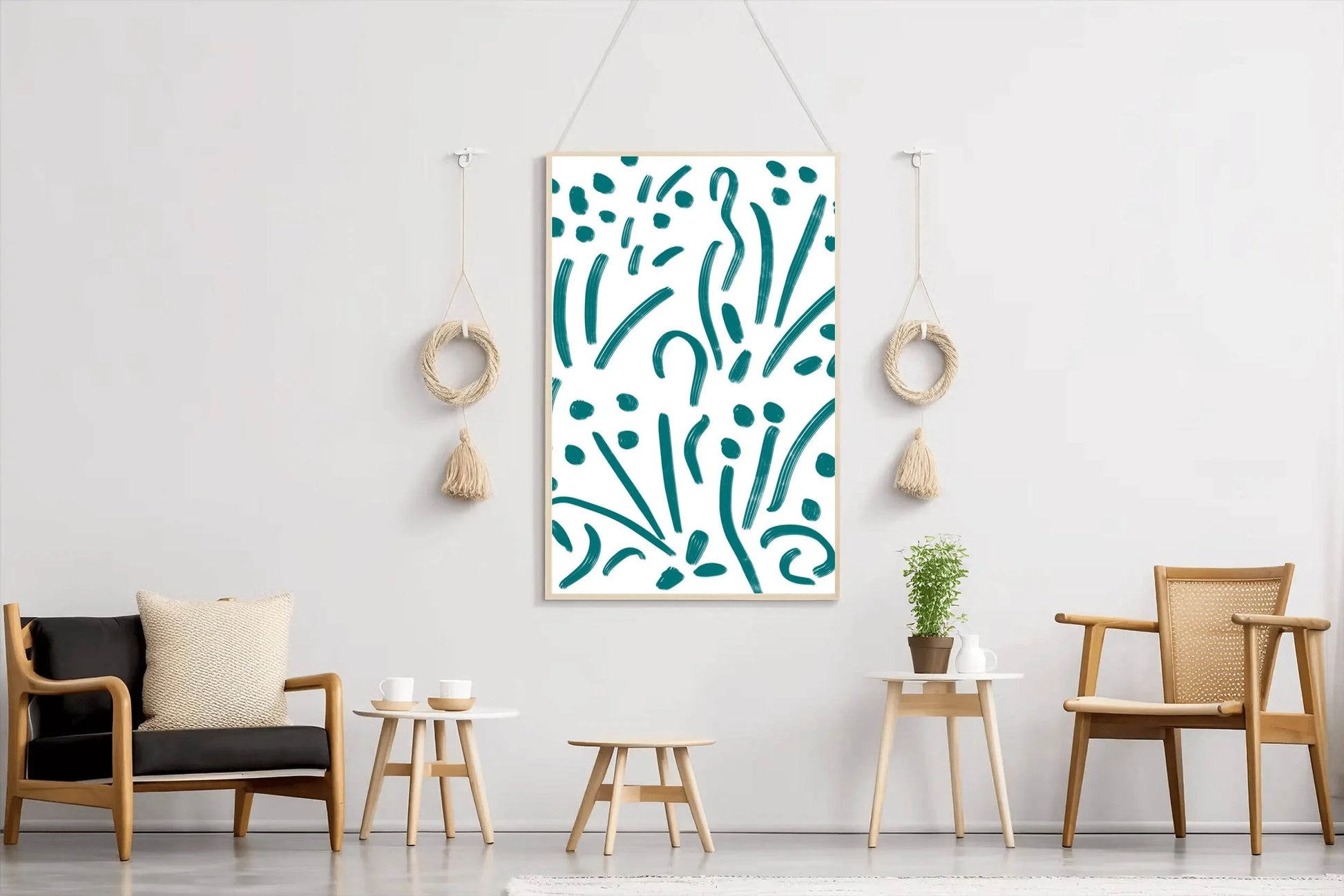 Teal Splatters Canvas Wall Art - beink online art store