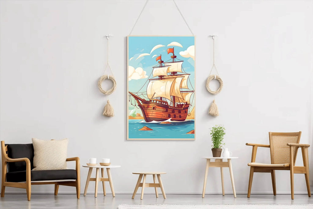 Cartoonish Illustration of Pirates Ship - beink online art store