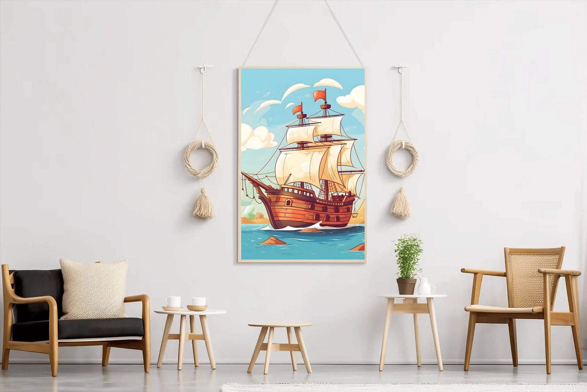 Cartoonish Illustration of Pirates Ship - beink online art store