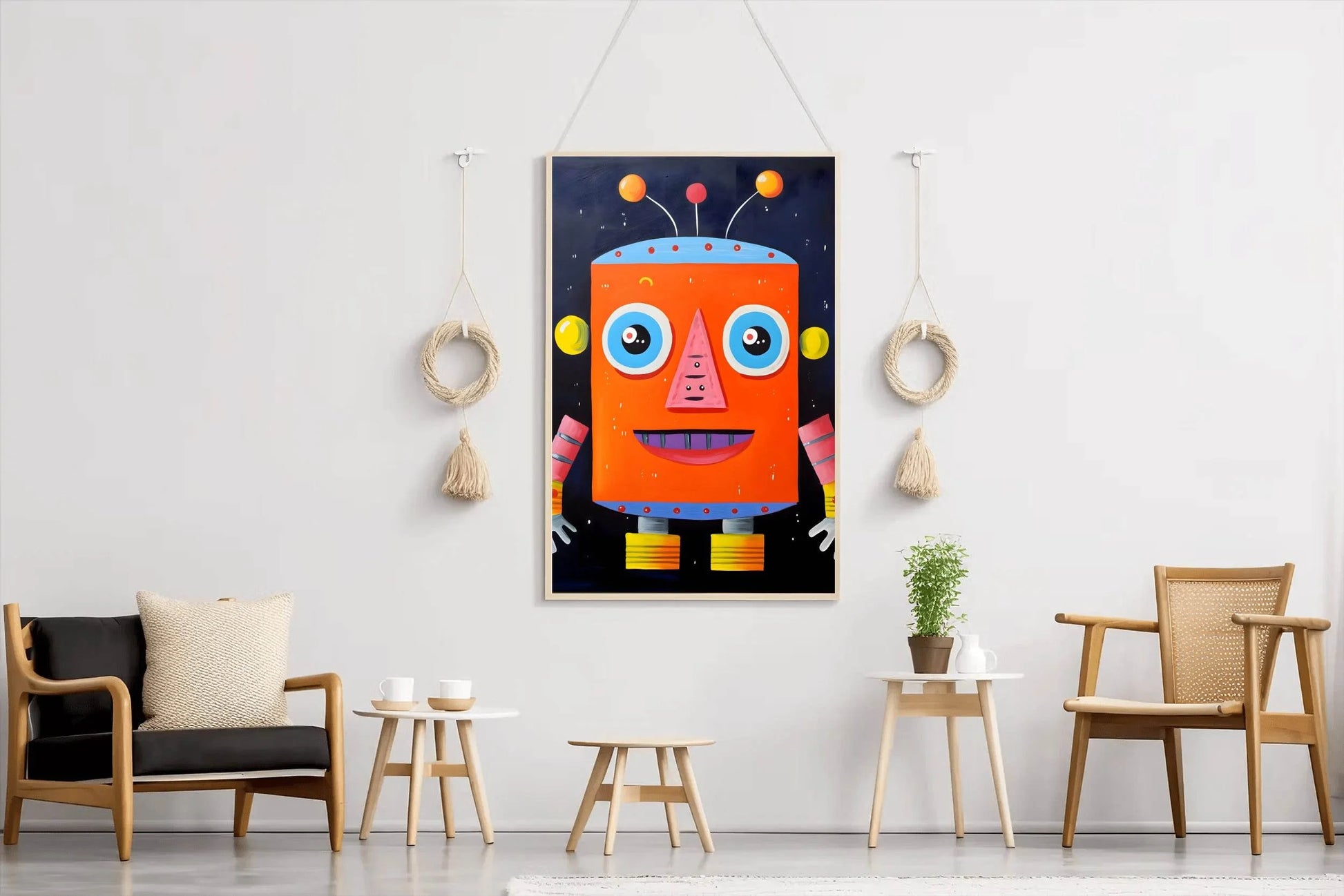 Paper Drawing of Red Smiling Robot - beink online art store