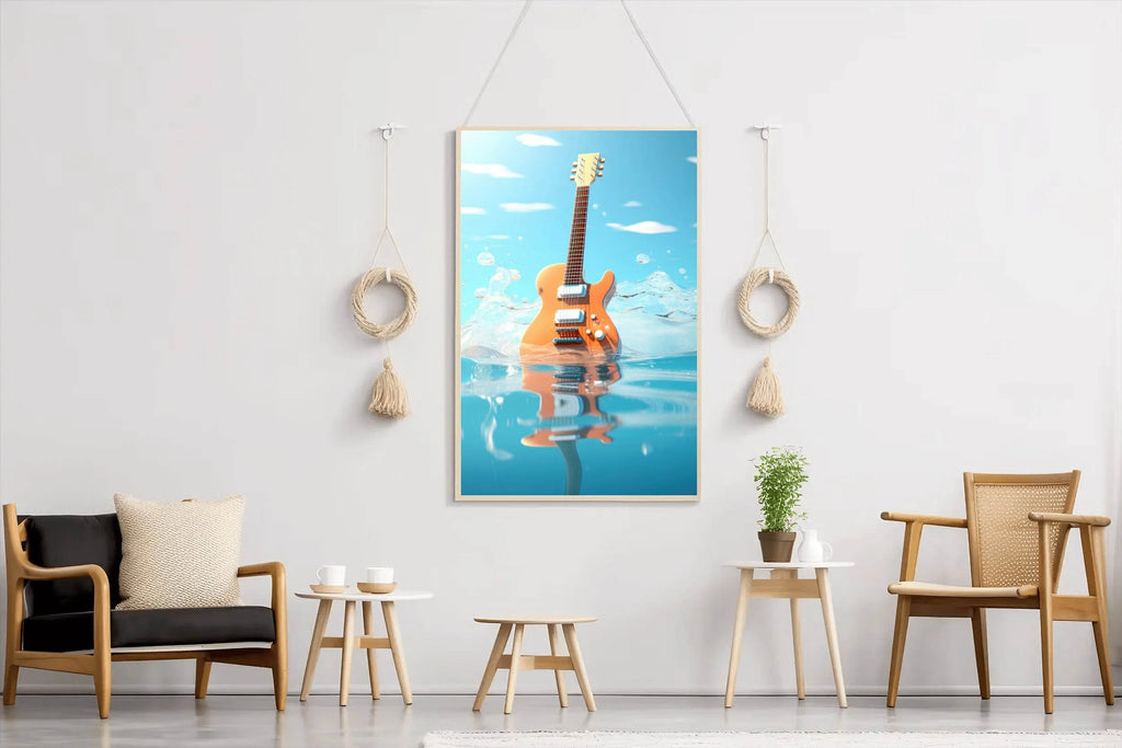 Guitar Drowned In Water Wall Art - beink online art store