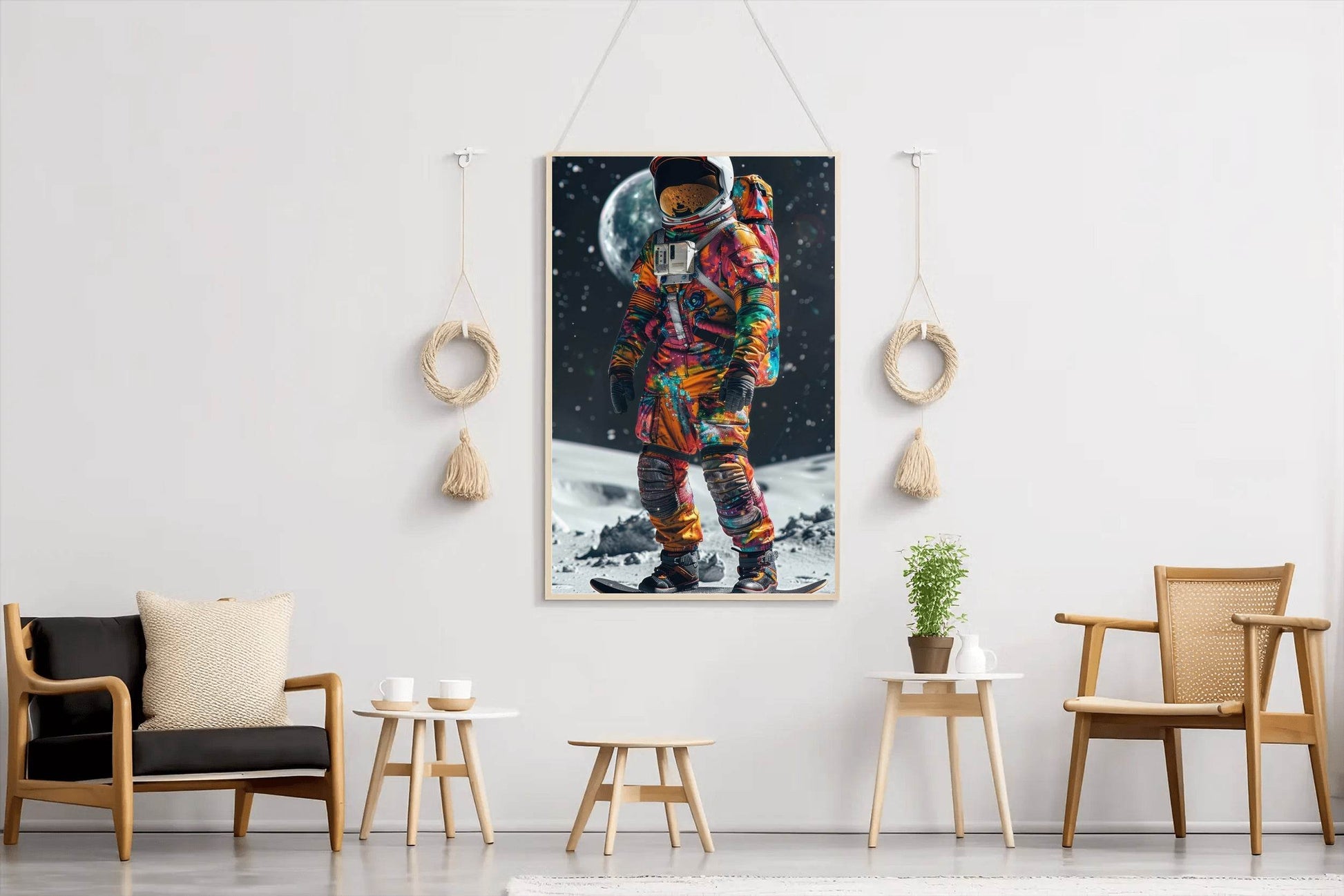 Astronaut colorful suit on moon Wall Art - beink online art store