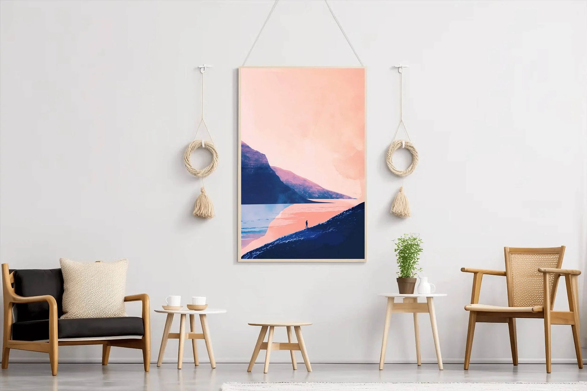 Lonely Wanderer in Pink Sunset Wall Art - beink online art store