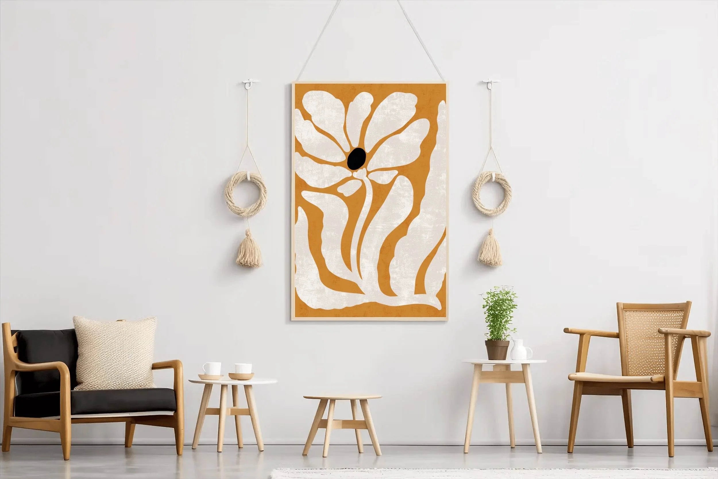 Stylized White Flower with a Black Center ArtWork - beink online art store