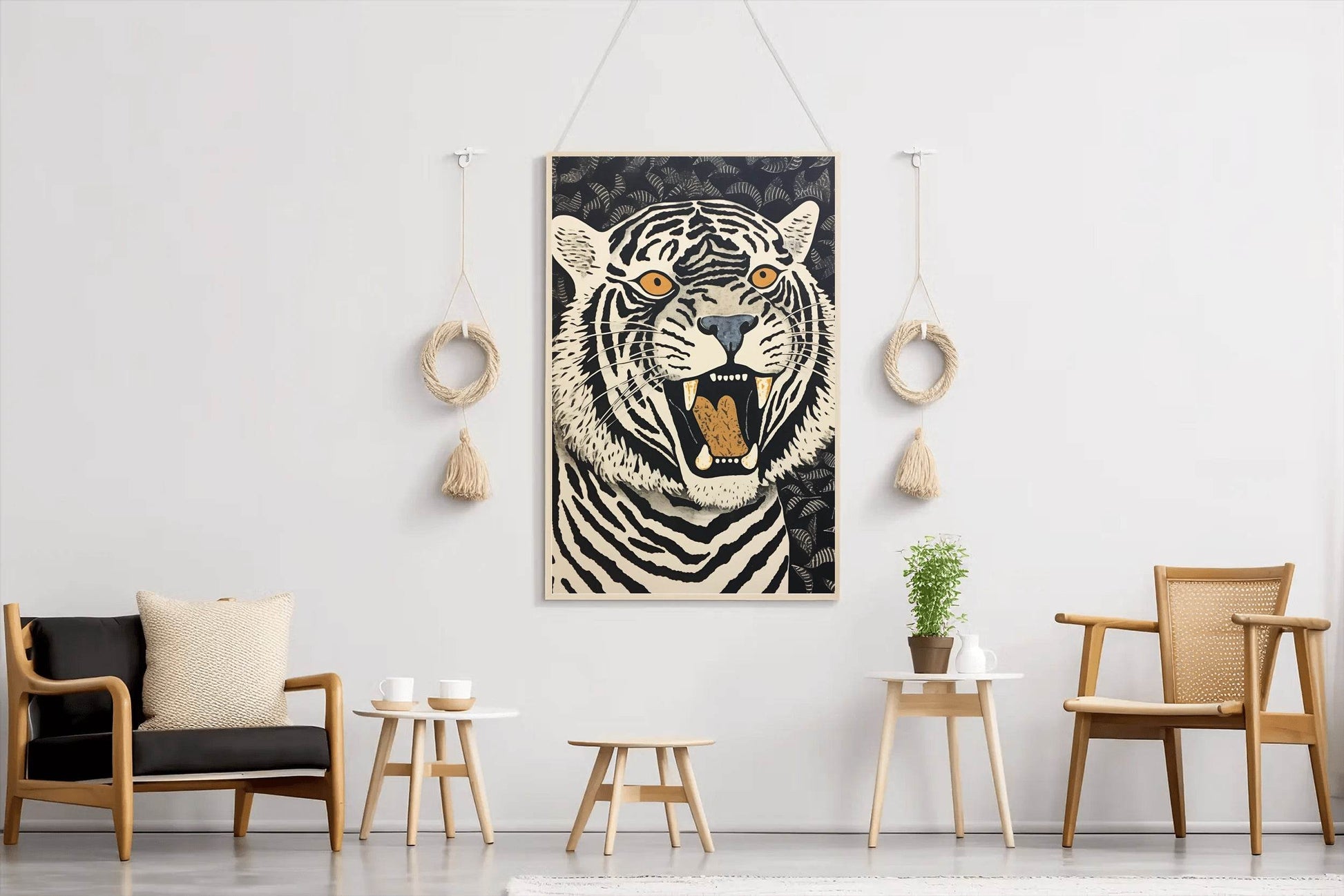 Painting of Tiger Block Print Wall Art - beink online art store
