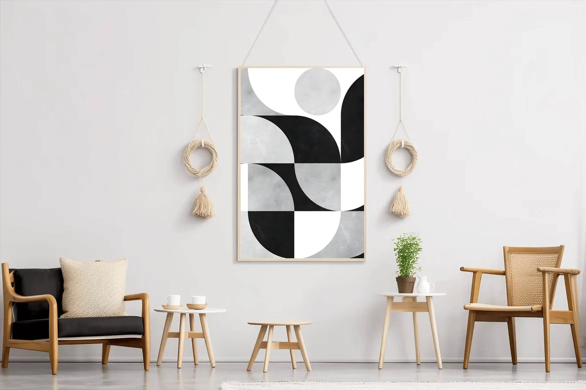 Black and White Geometric Shapes Wall Art - beink online art store