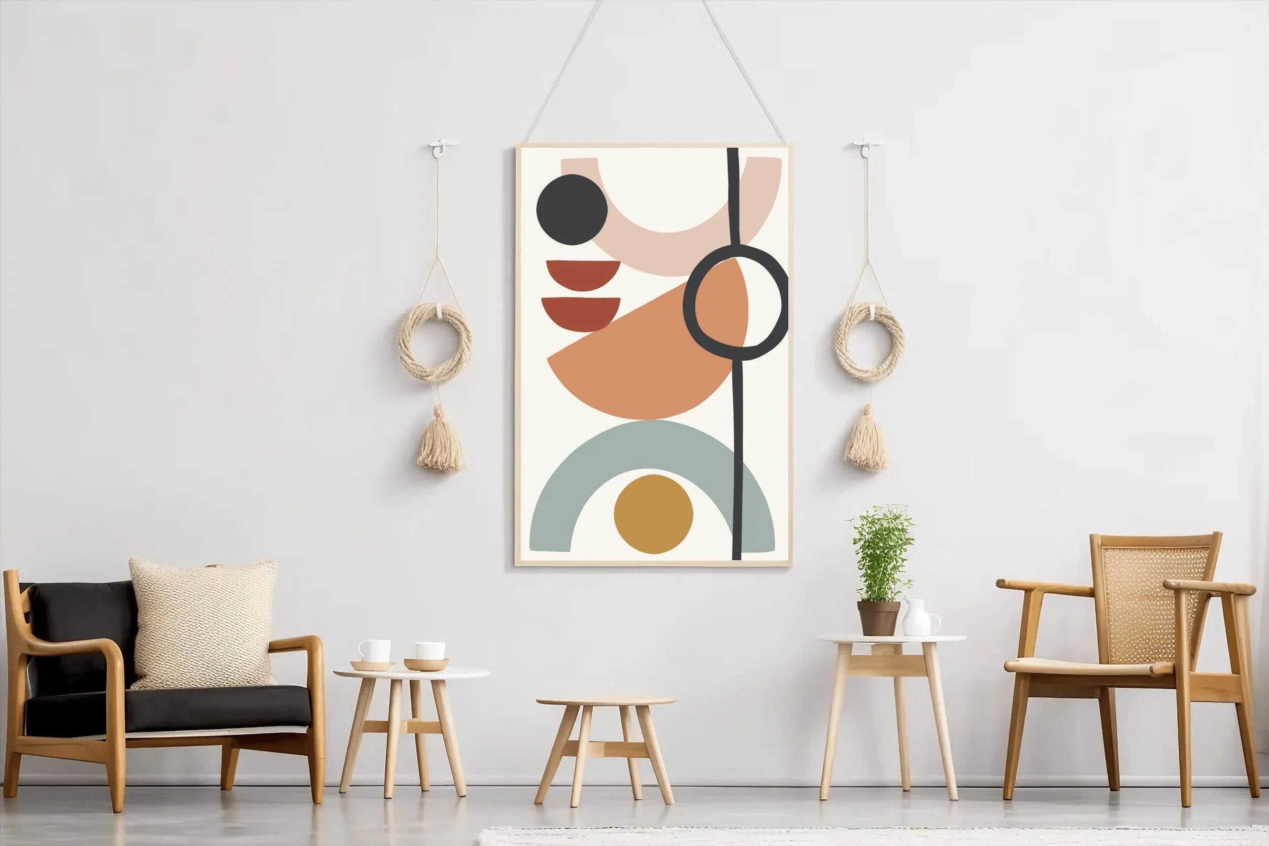 Geometric Shapes and Lines in Warm Earth Tones ArtWork - beink online art store