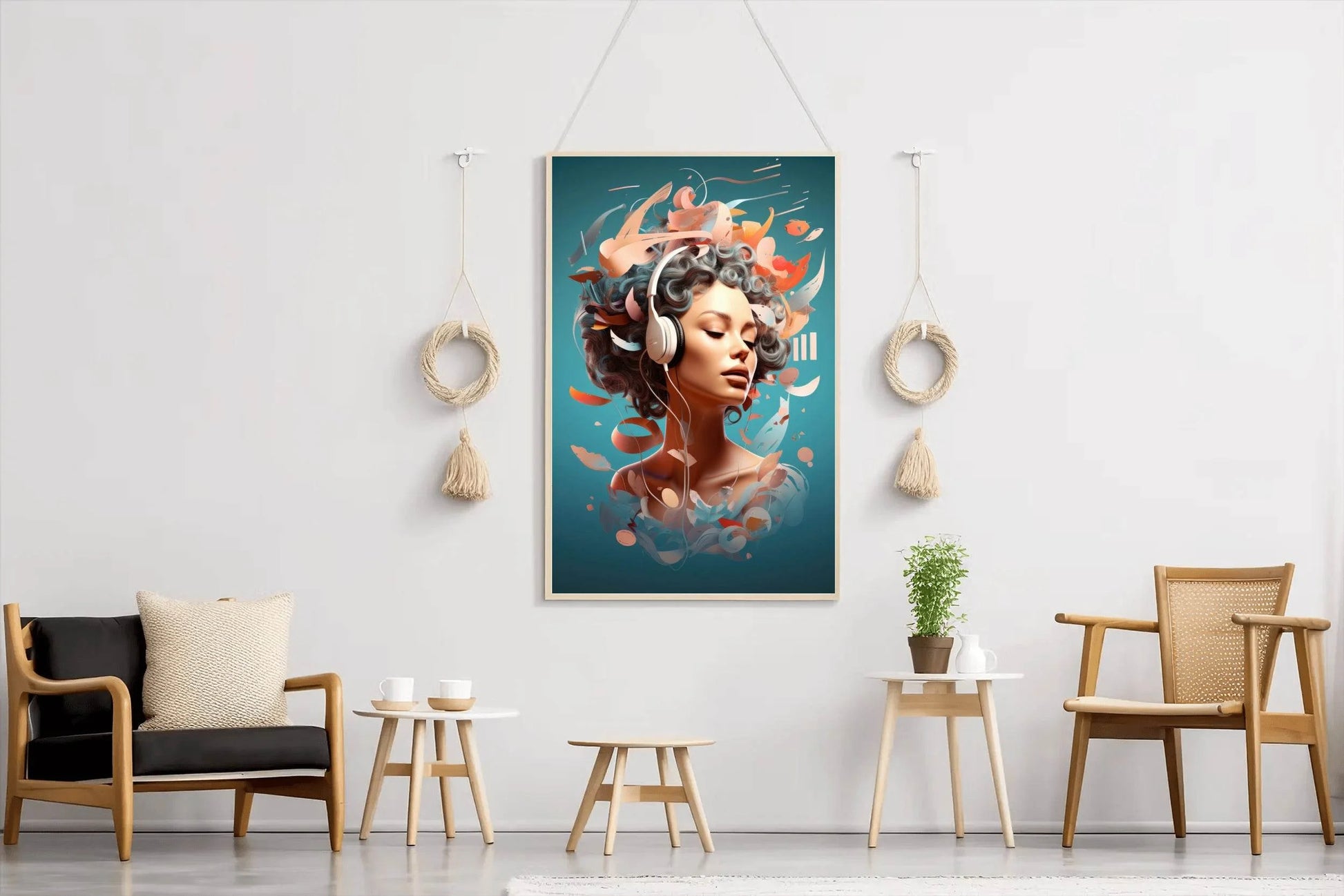 Anime Girl With Old Headphones Wall Art - beink online art store