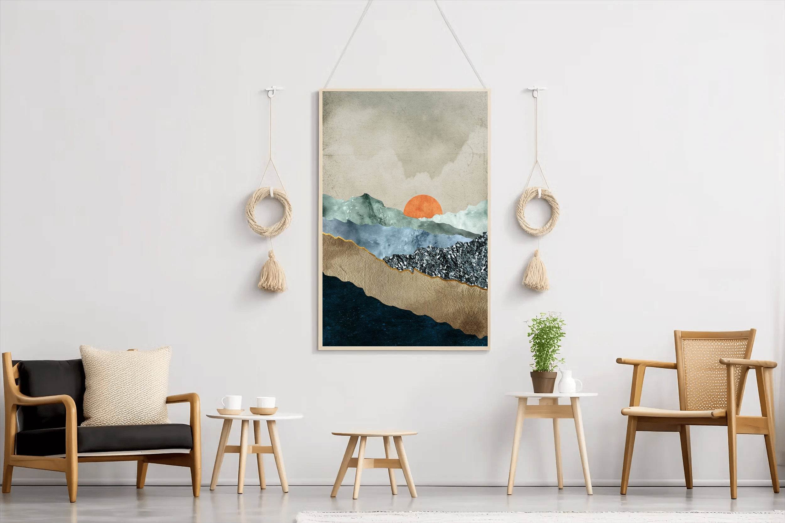 Golden Sunset Over Mountains Wall Art - beink online art store