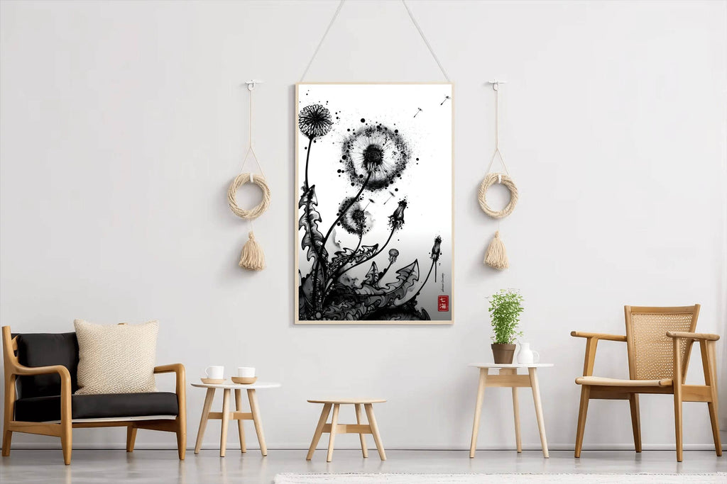 Striking Black Ink Illustration of Plant Wall Art - beink online art store