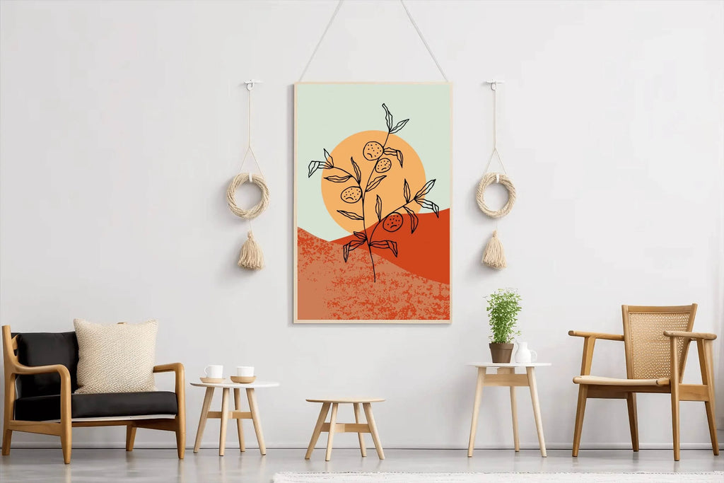 Shrivelled Plant With Sun Abstract Wall Art - beink online art store