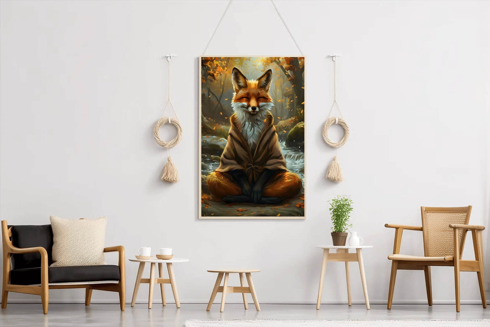 Watercolor Spiritual Fox Animal Wall Art - beink online art store