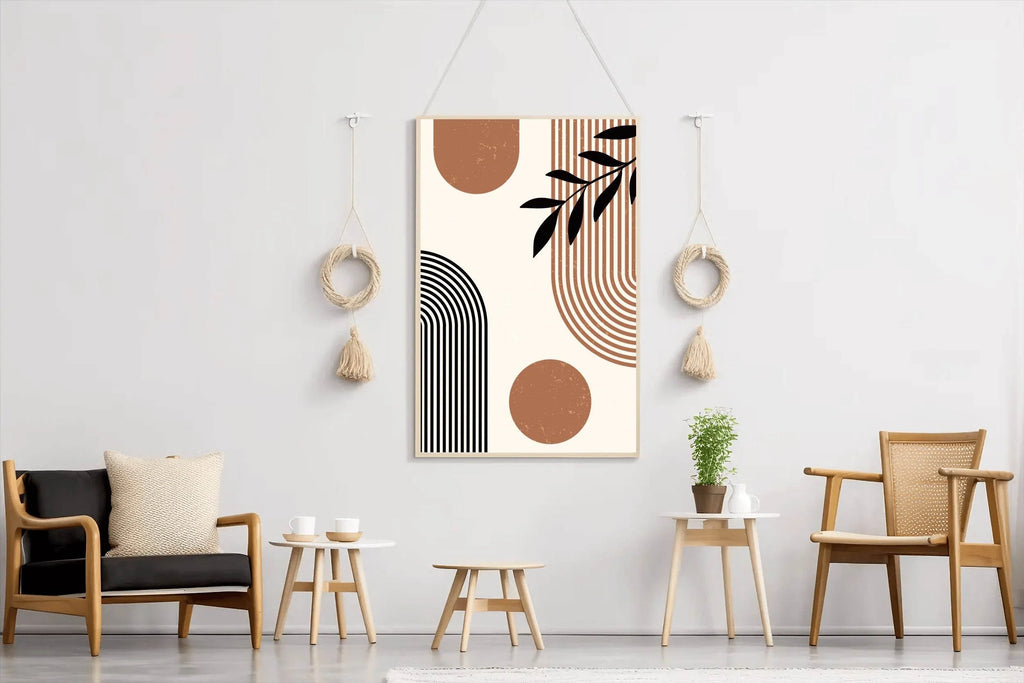 Black Olive Leaf With Patterned Colored Background Wall Art - beink online art store