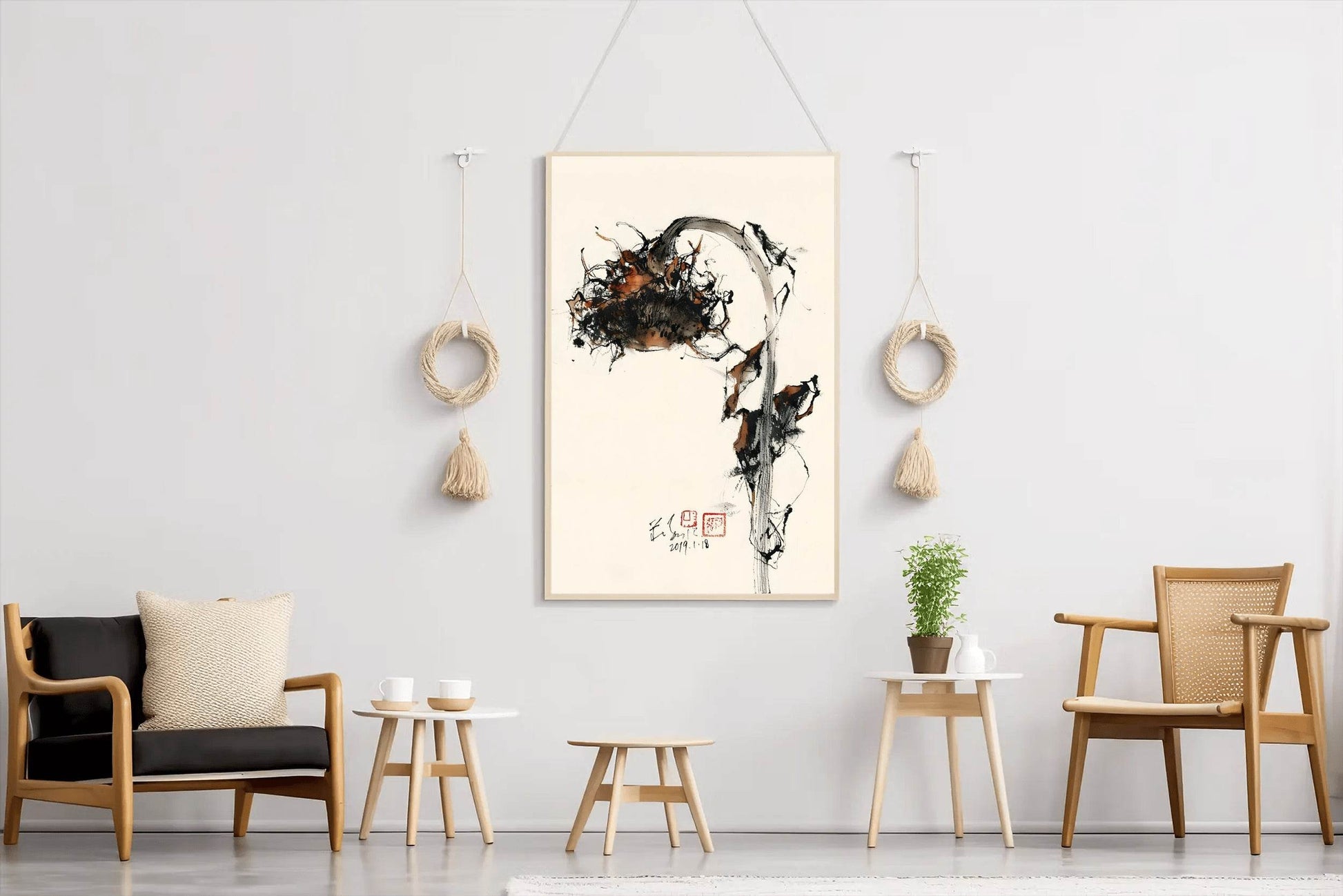 Watercolor Painting of Withered Sunflower Wall Art - beink online art store