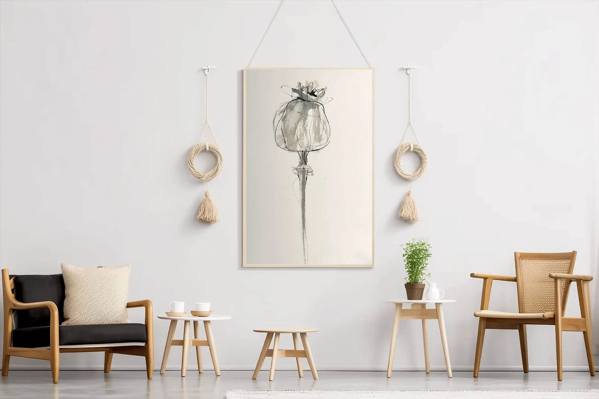 Watercolor Poppy Seed Head Modern Wall Art - beink online art store