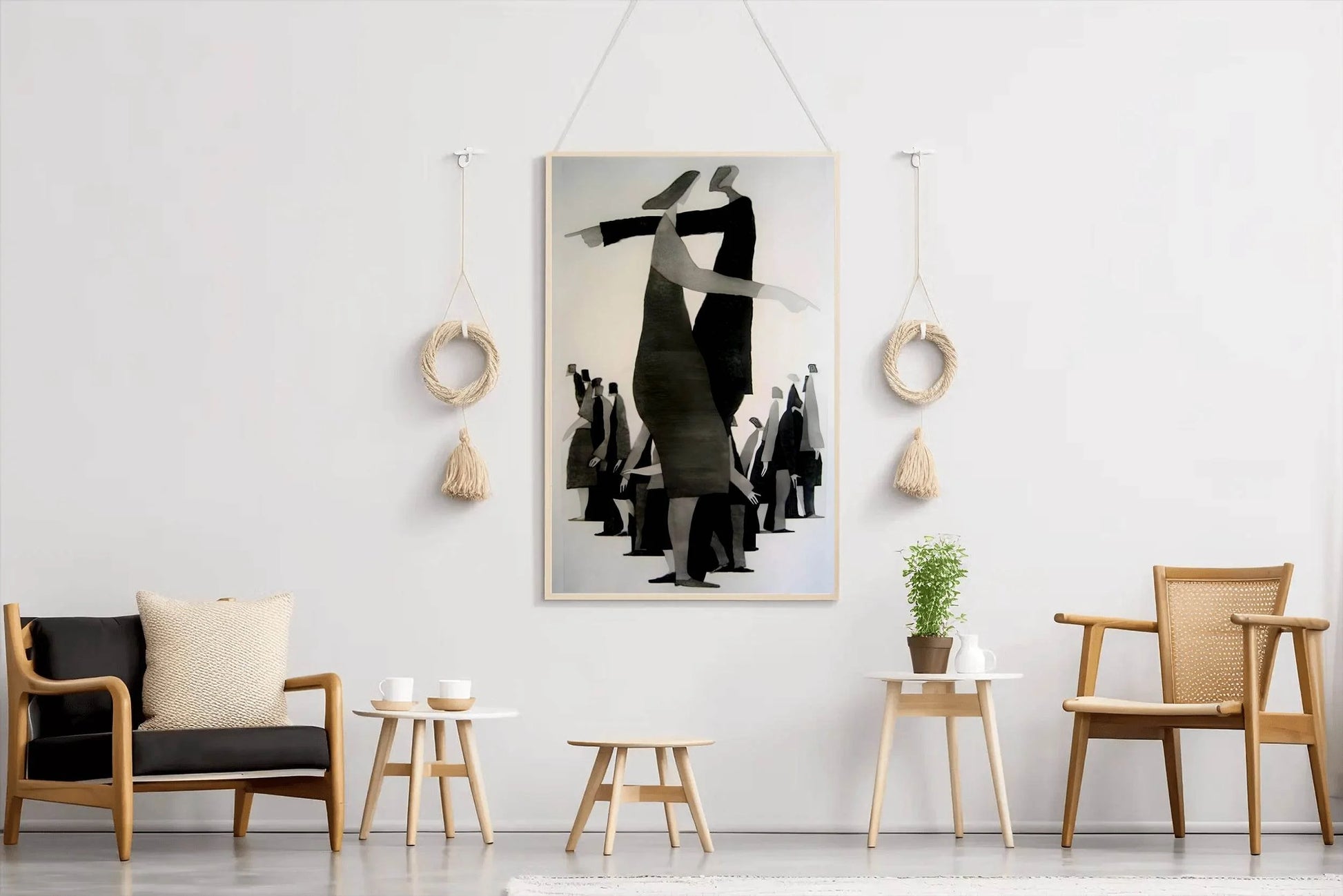 Painting of Black and White Crowd Wall Art - beink online art store