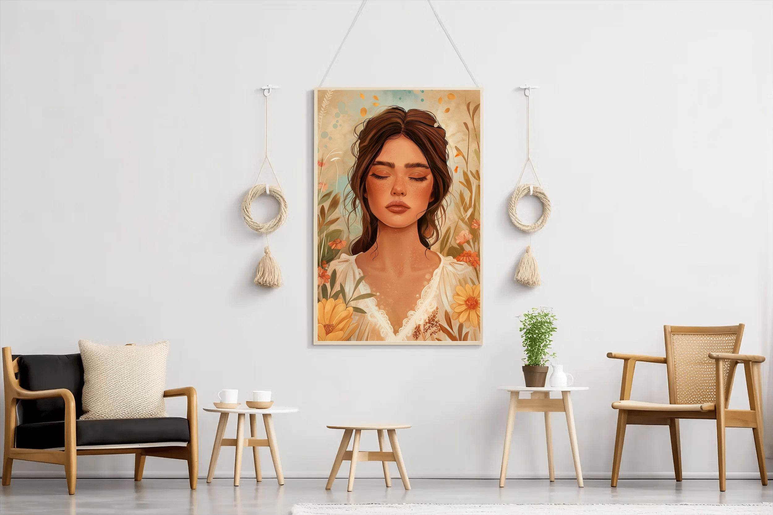 Woman Illustration Boho Feminine ArtWork - beink online art store