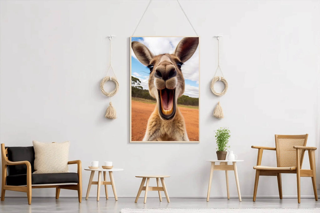 Funny Red Kangaroo Face Wall Art - beink online art store