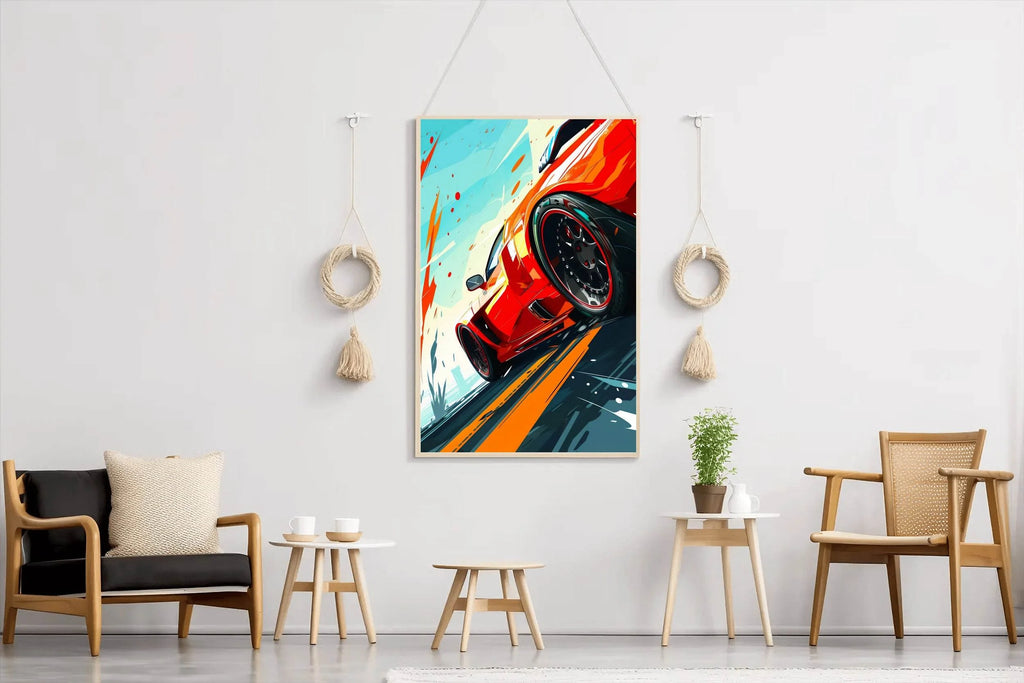 Ferrari Red Cartoon Style Wall Art - beink online art store