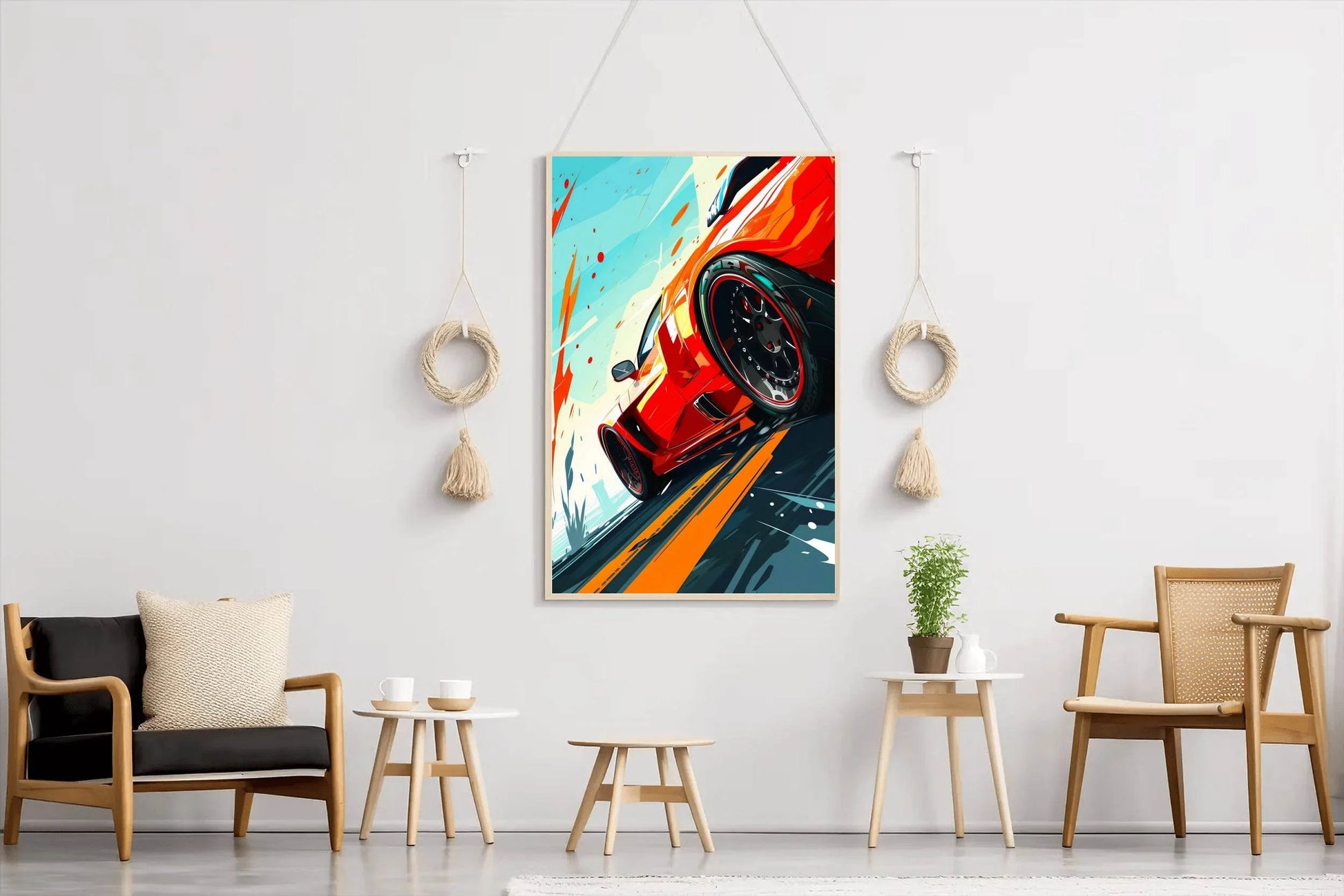 Ferrari Red Cartoon Style Wall Art - beink online art store
