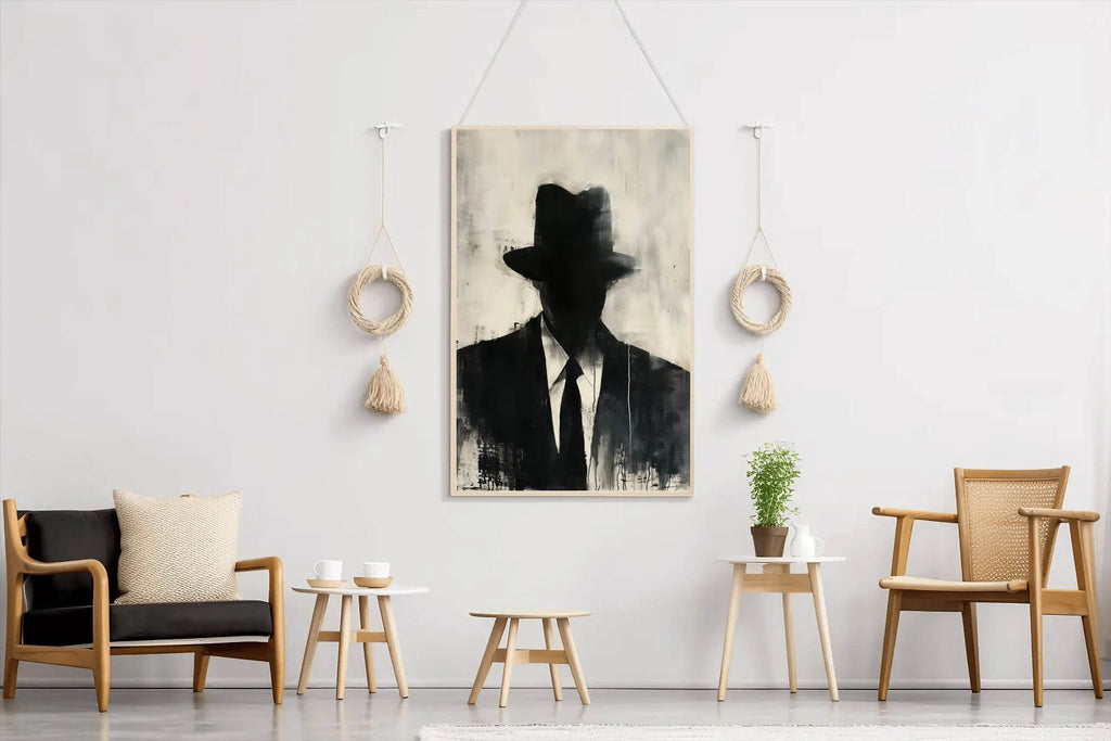 Painting of a Man Wearing a Hat and a Suit - beink online art store
