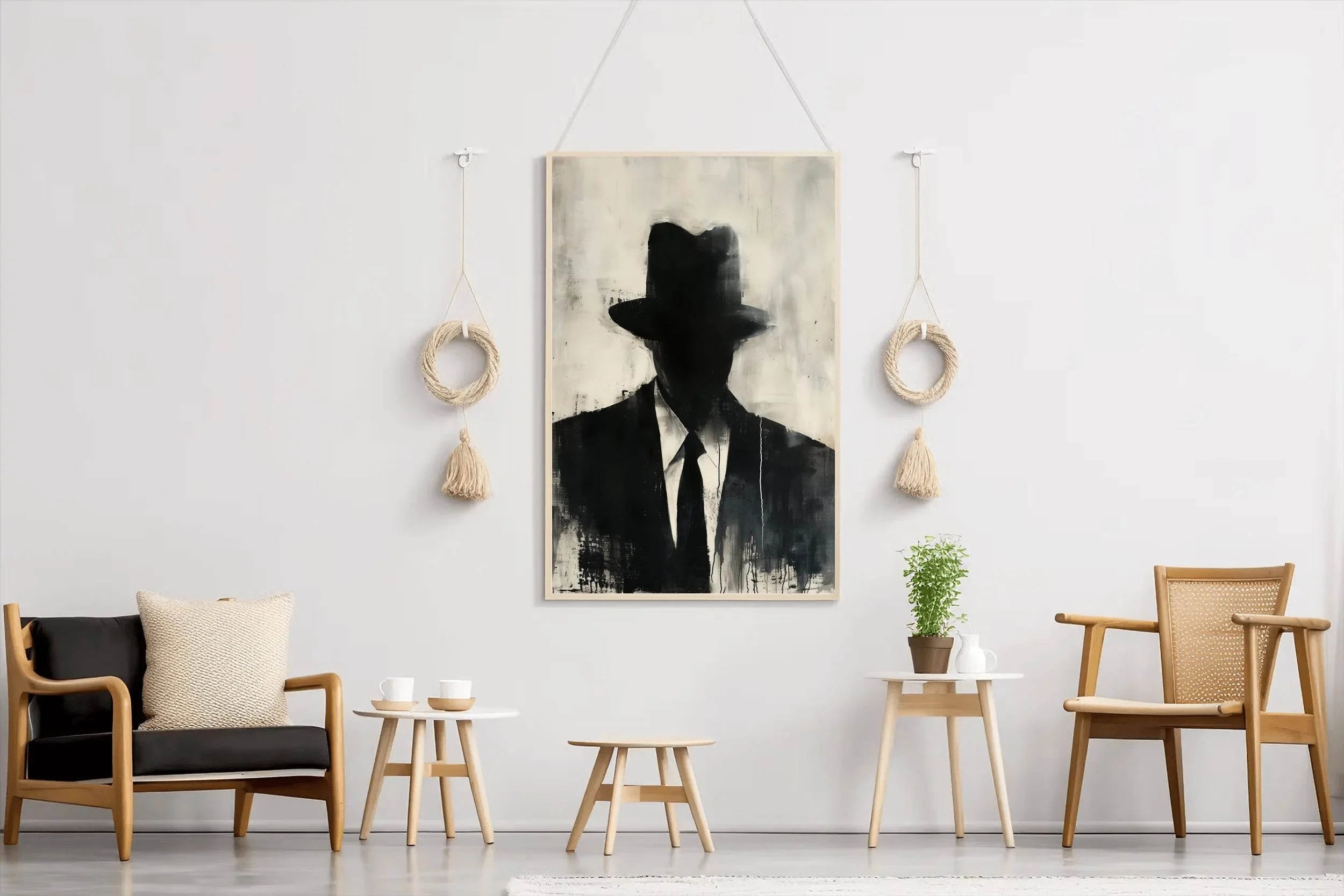 Painting of a Man Wearing a Hat and a Suit - beink online art store