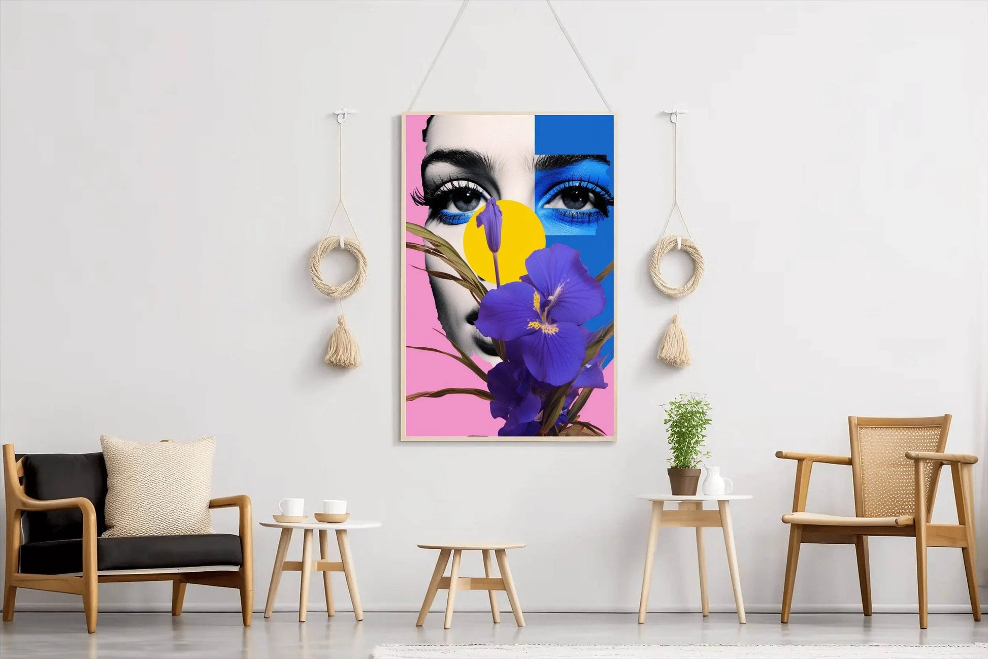 Modern Girl With Flowers Abstract Wall Art - beink online art store