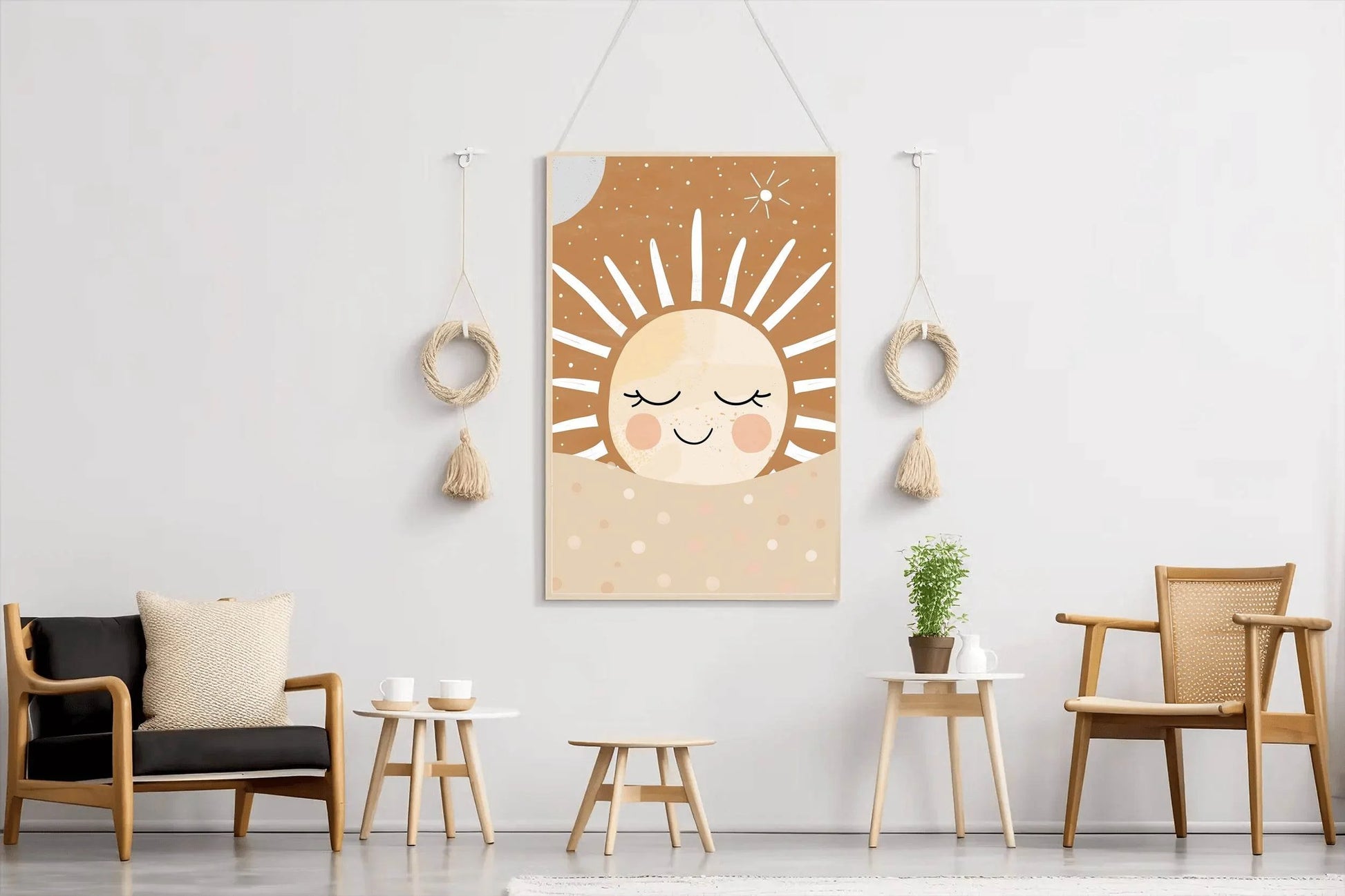 Smiling Face of Sleeping Cartoon Sun - beink online art store