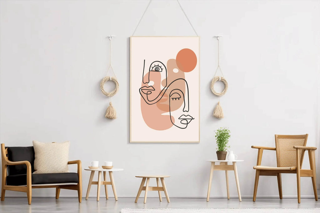 The Style of Two Faces Sleeping And Awake Wall Art - beink online art store