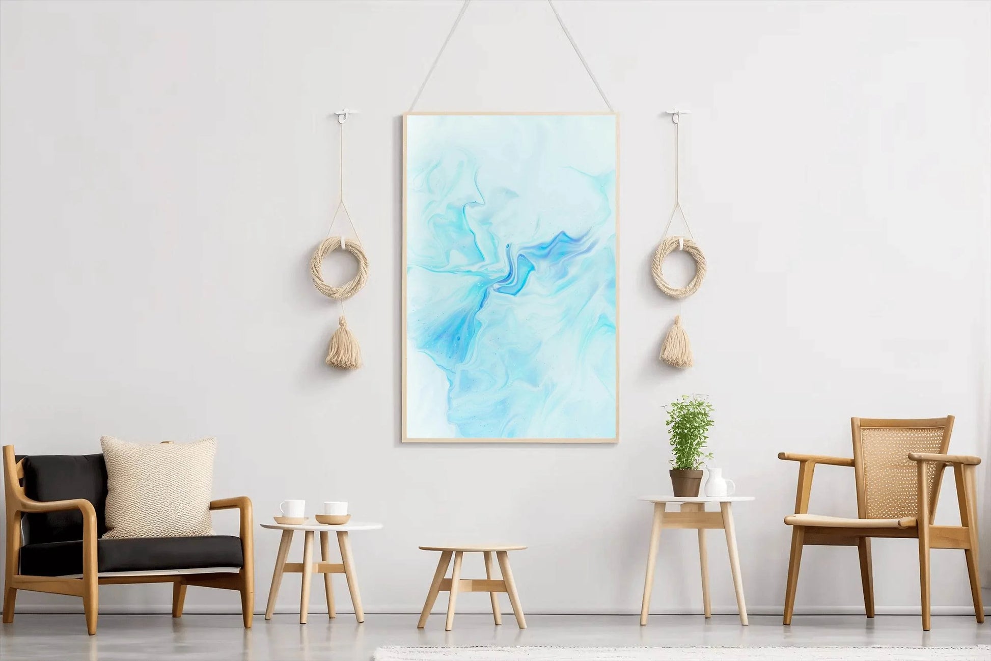 Cyan Color Oil Spread Abstract Wall Art - beink online art store