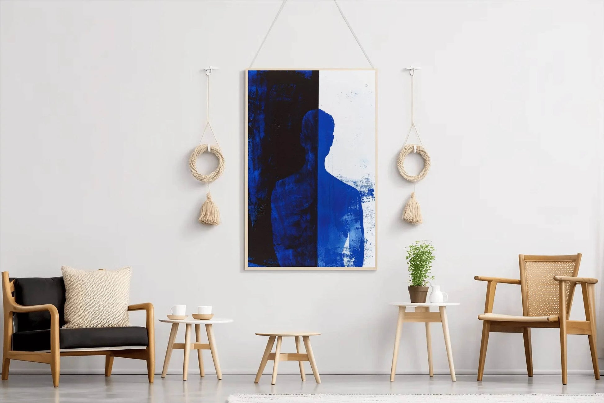 Light Blue Shade Oil Painting Wall Art - beink online art store