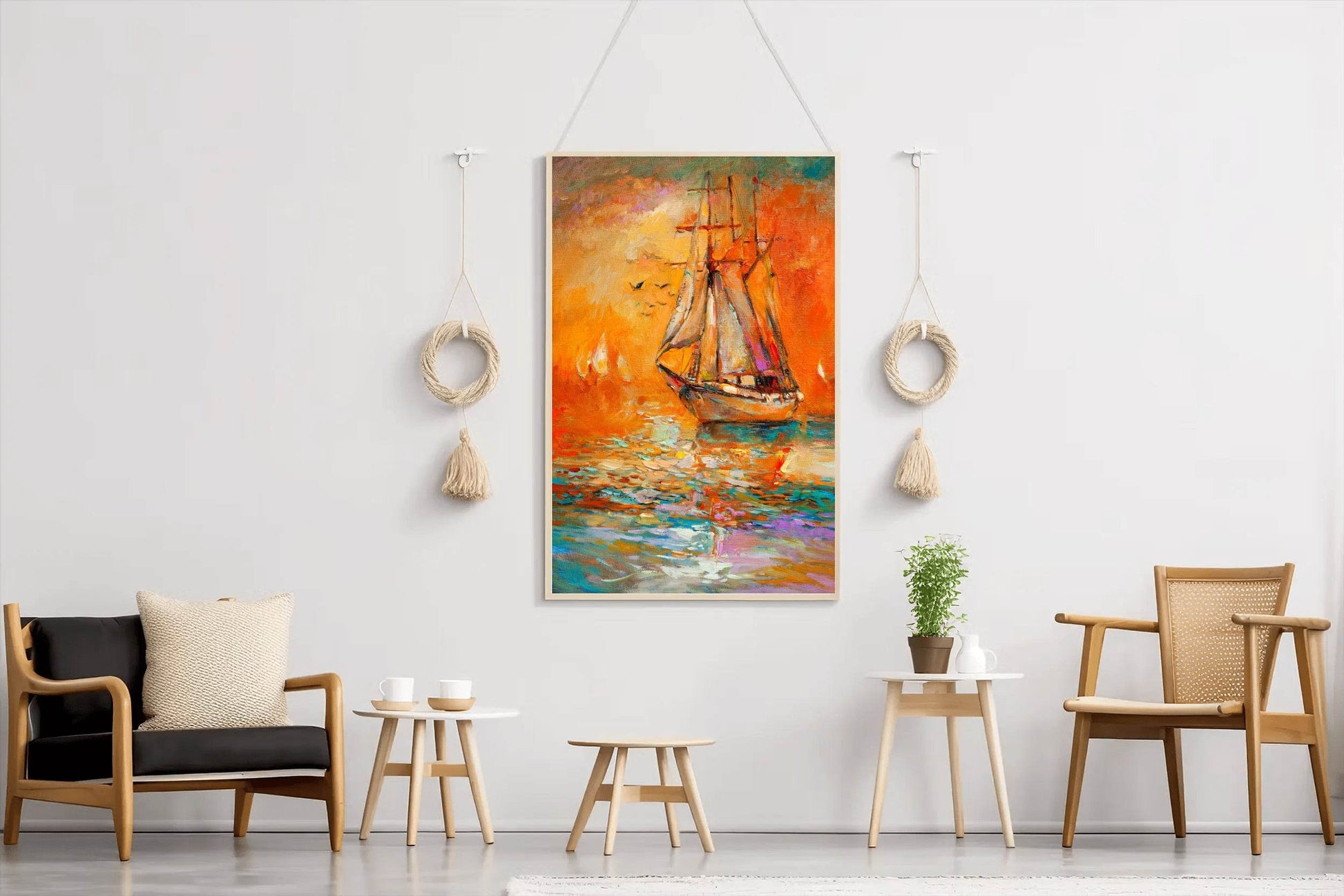 Old Warship in The Sunset Sea Wall Art - beink online art store