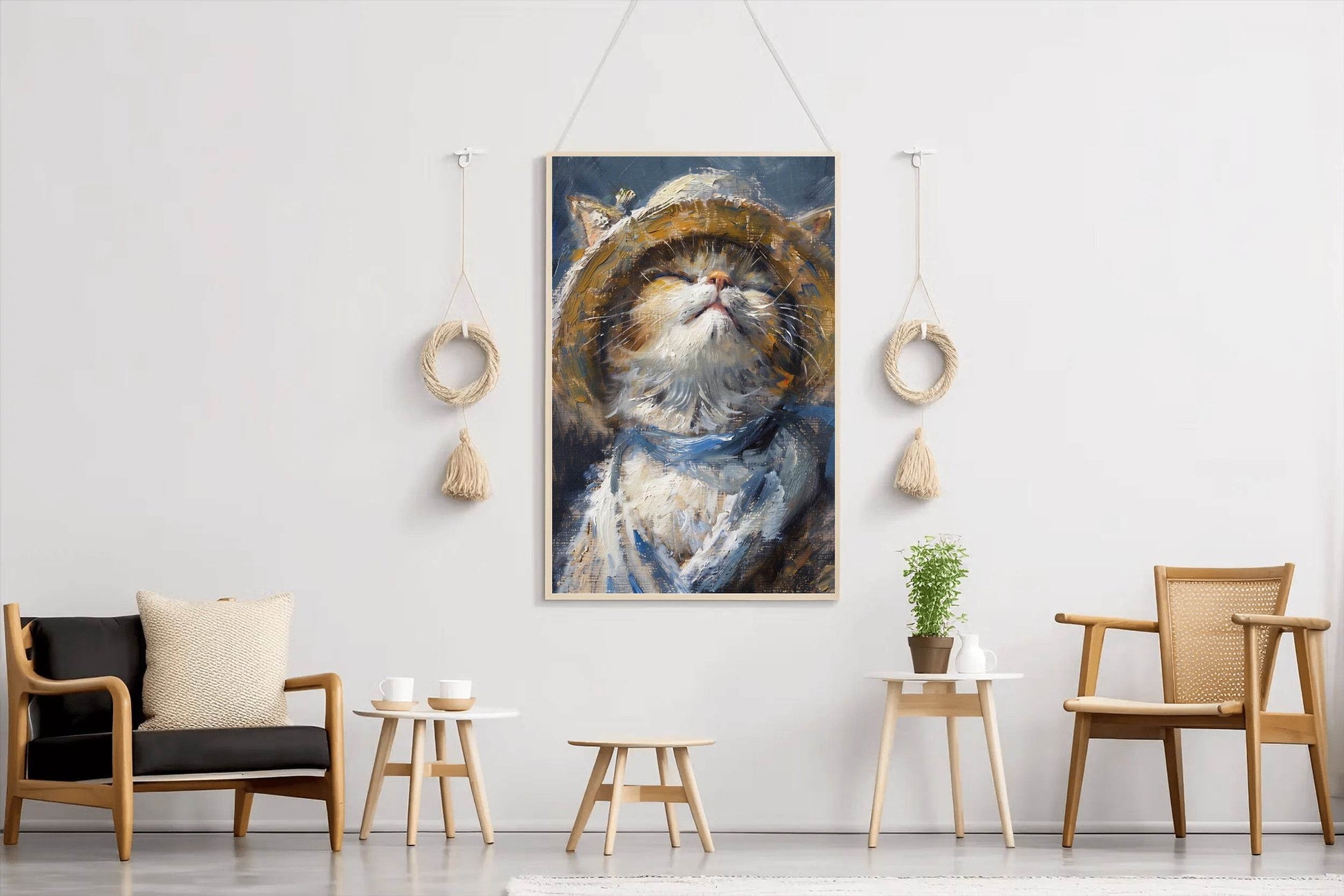 Hand Painted Portrait of Persian Cat Wall Art - beink online art store