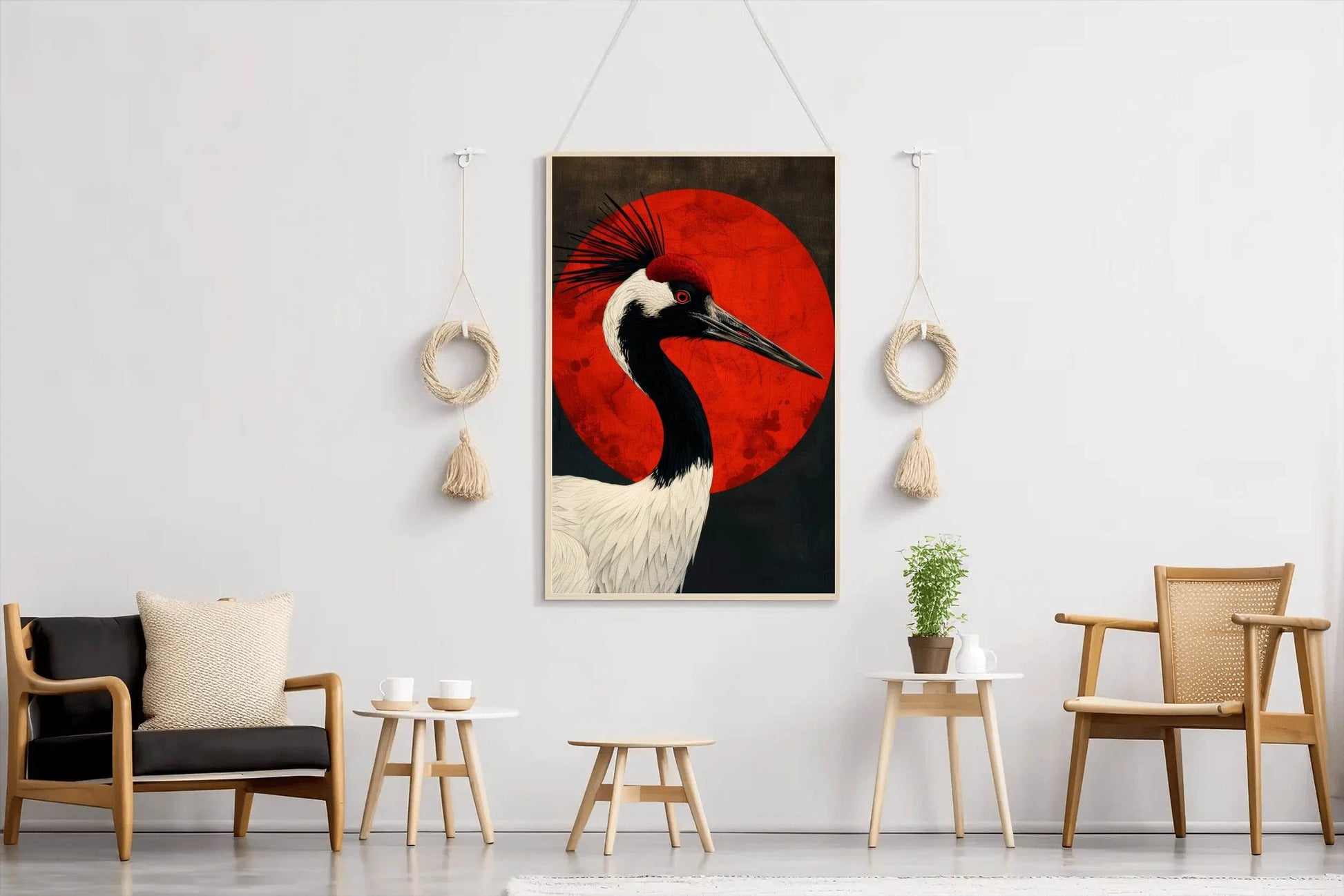 Black and Red Crane Wall Art - beink online art store