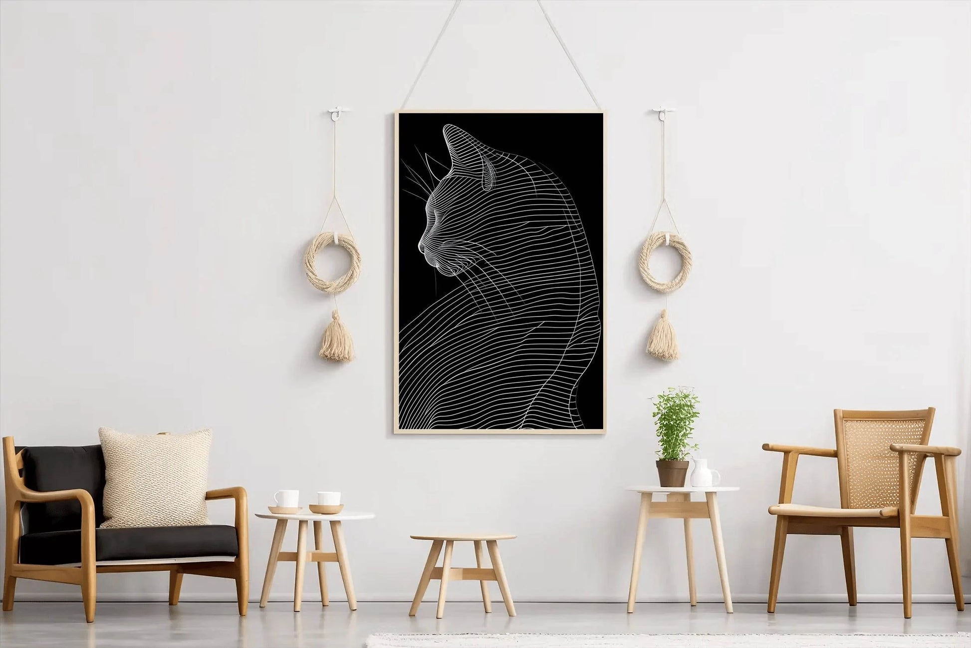 A Black and White Picture of a Cat - beink online art store