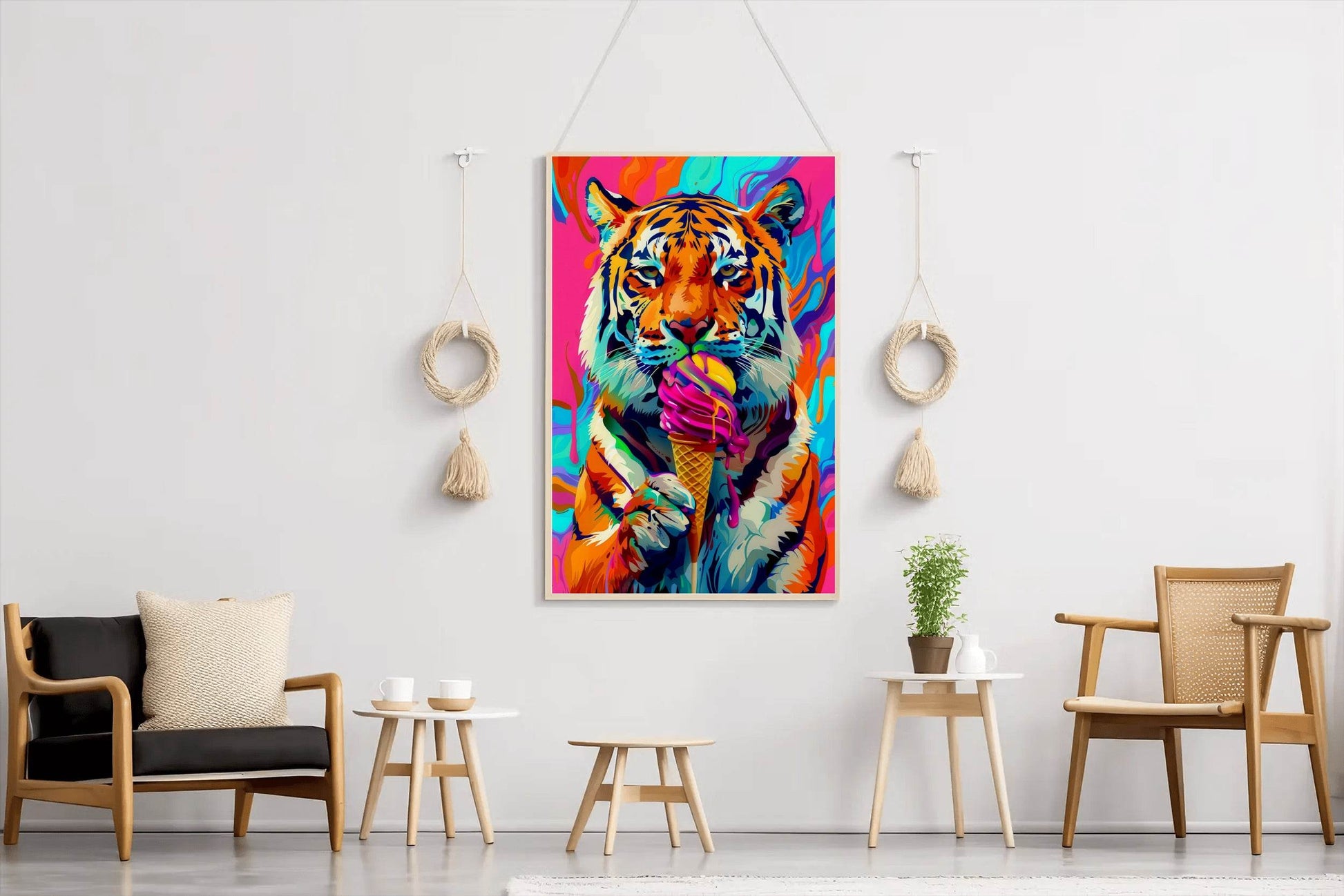 Tiger Enjoying a Colorful Treat Wall Art - beink online art store