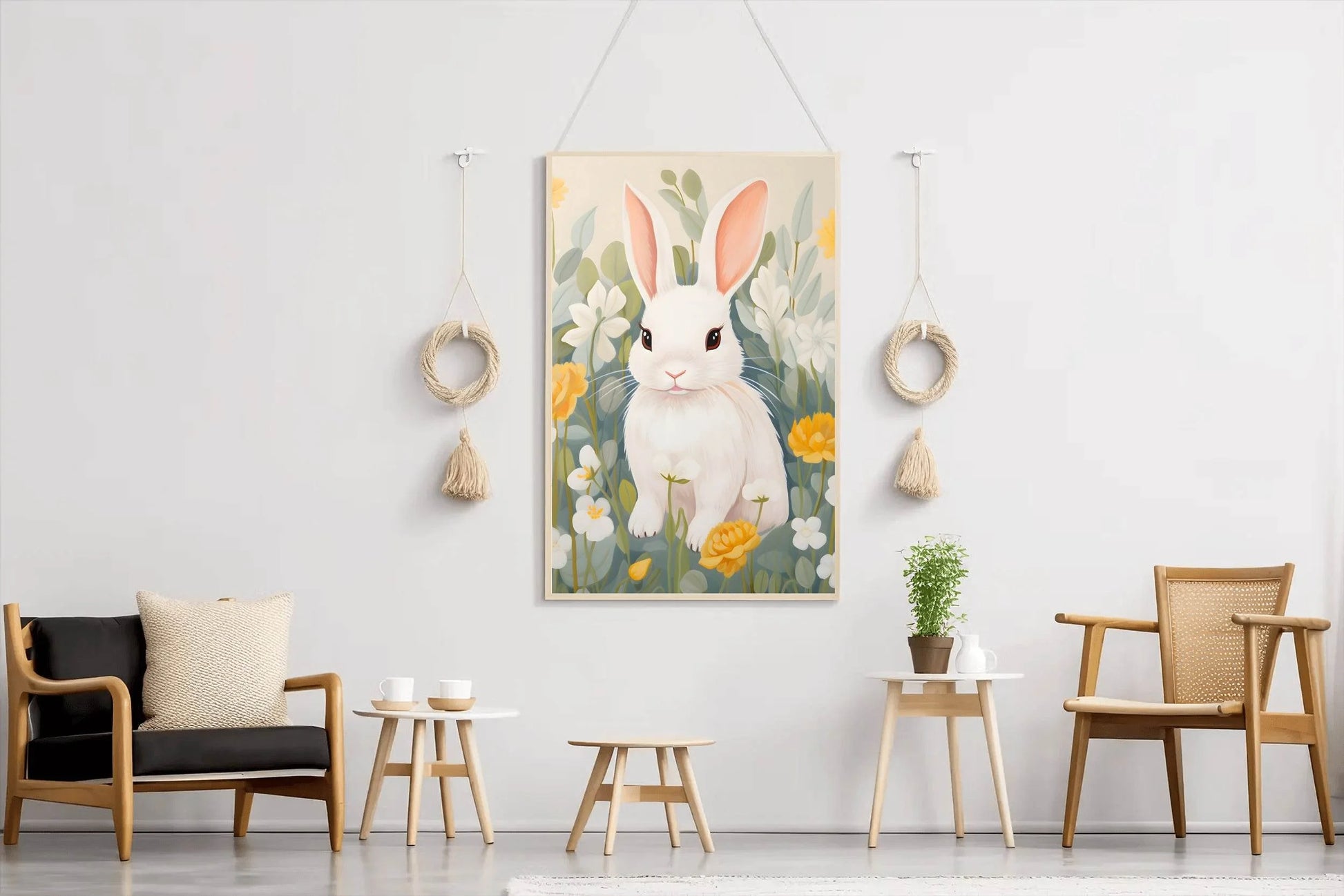 Shocked White Cartoon Bunny Wall Art - beink online art store
