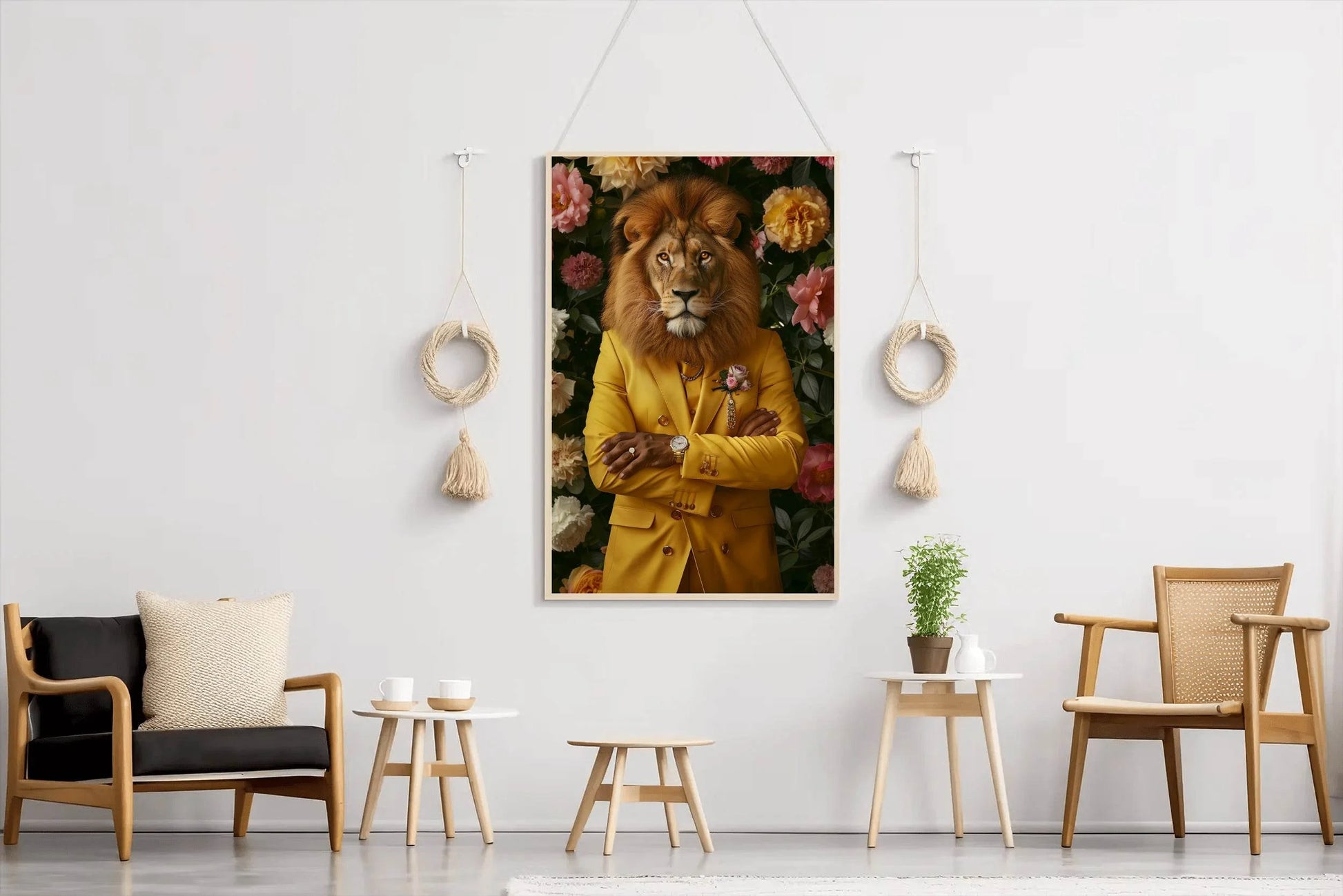 Master Flame Lion Wearing Coat Wall Art - beink online art store