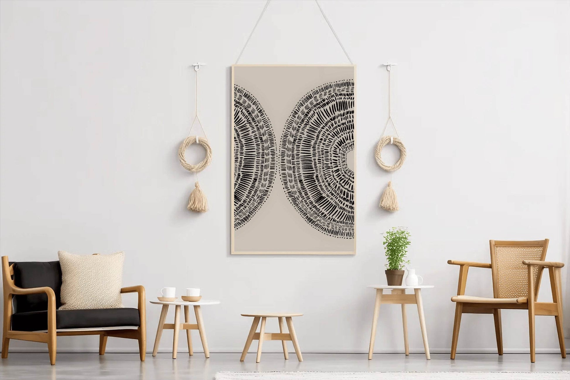 Mushroom Pair Black Lines Modern Wall Art - beink online art store