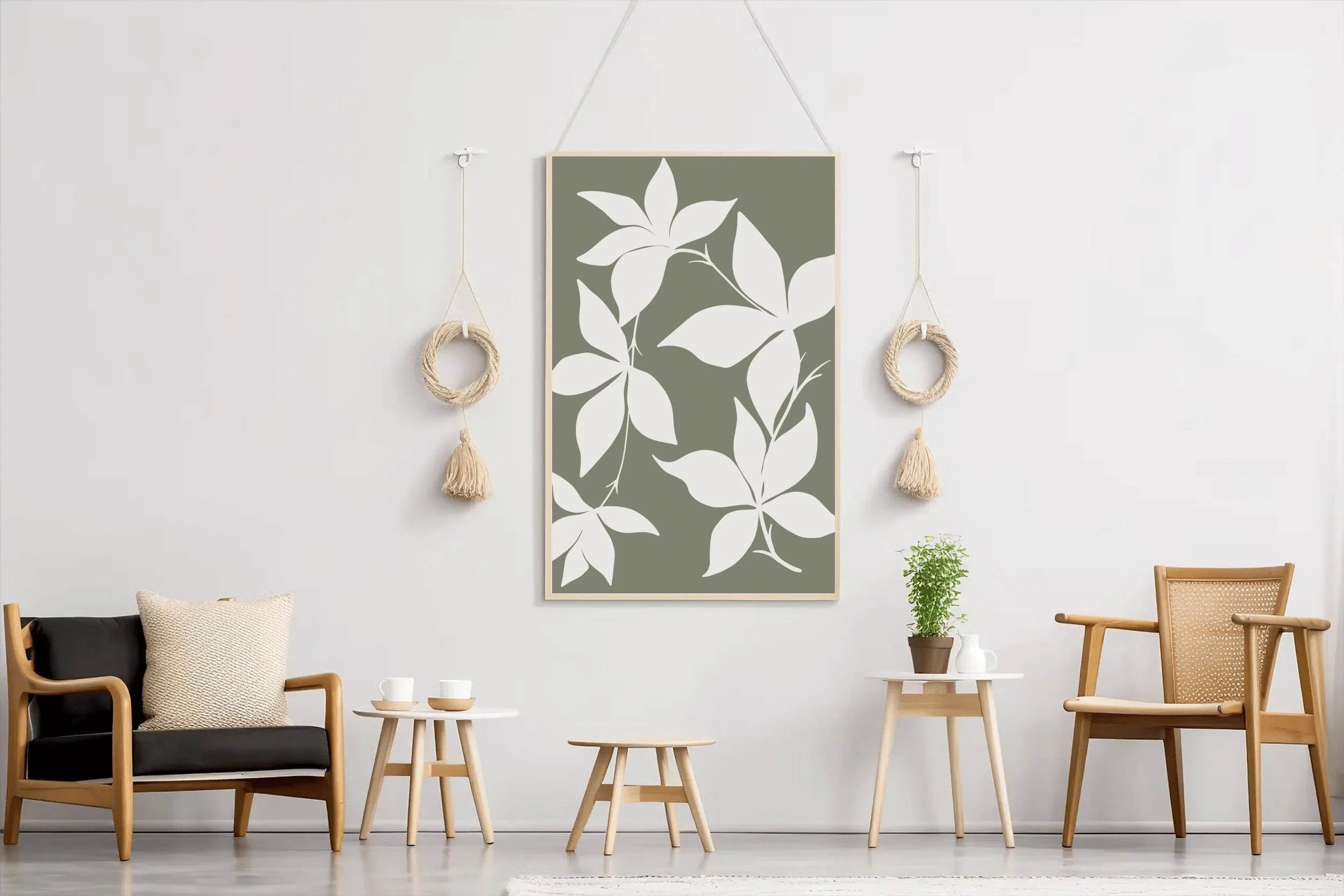 White Blossoms Silhouettes of Flowers ArtWork - beink online art store