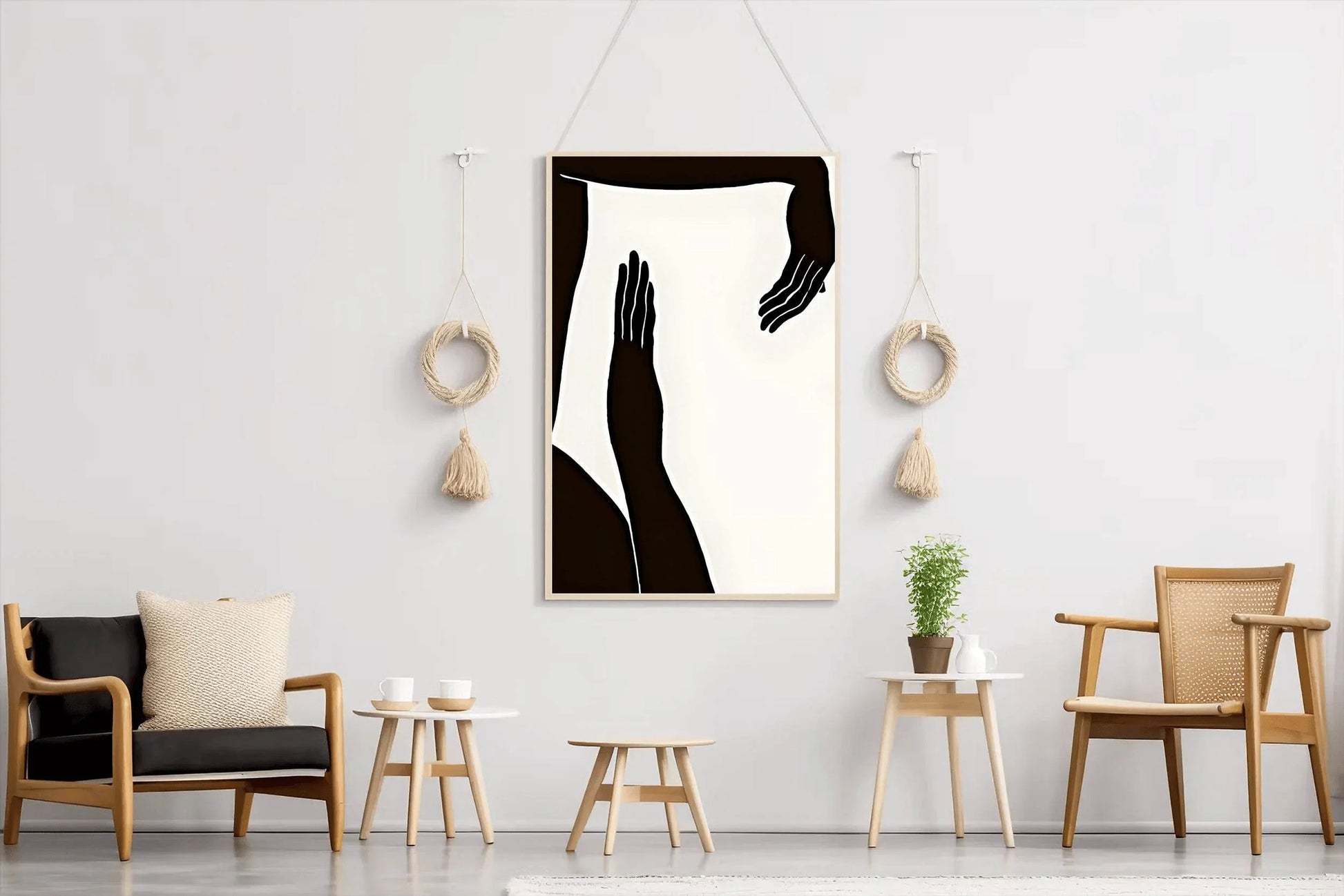 Black Silhouette of Hands Modern Wall Art - beink online art store